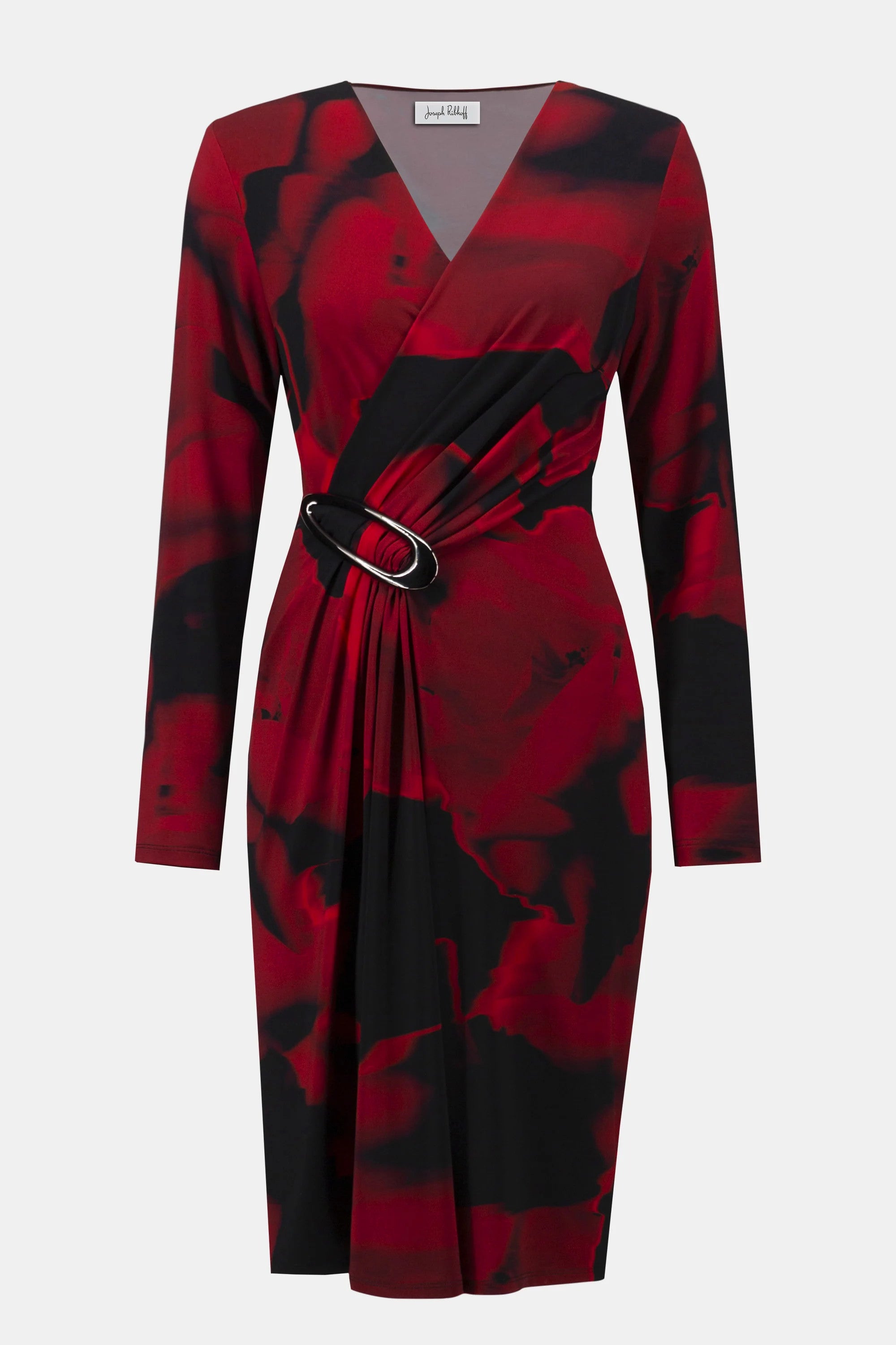 Silky Knit Abstract Print Wrap Dress 254088