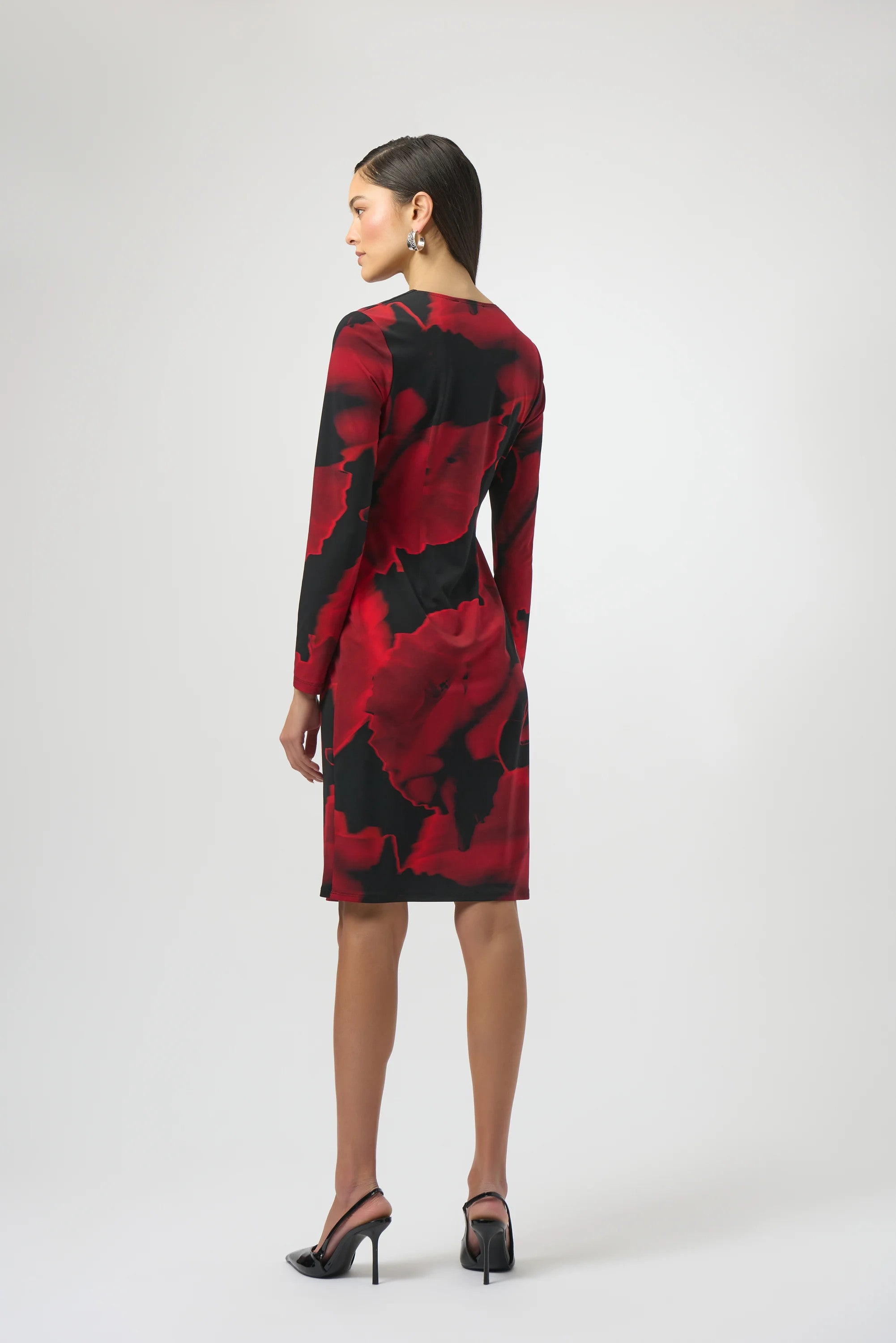 Silky Knit Abstract Print Wrap Dress 254088
