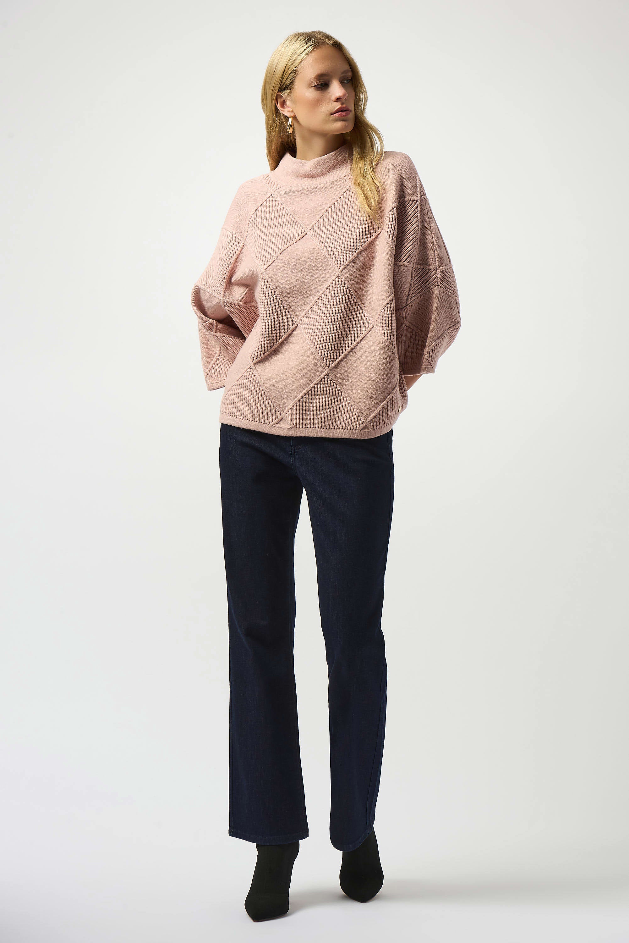 Textured Sweater Knit Mock Neck Pullover 253943 T