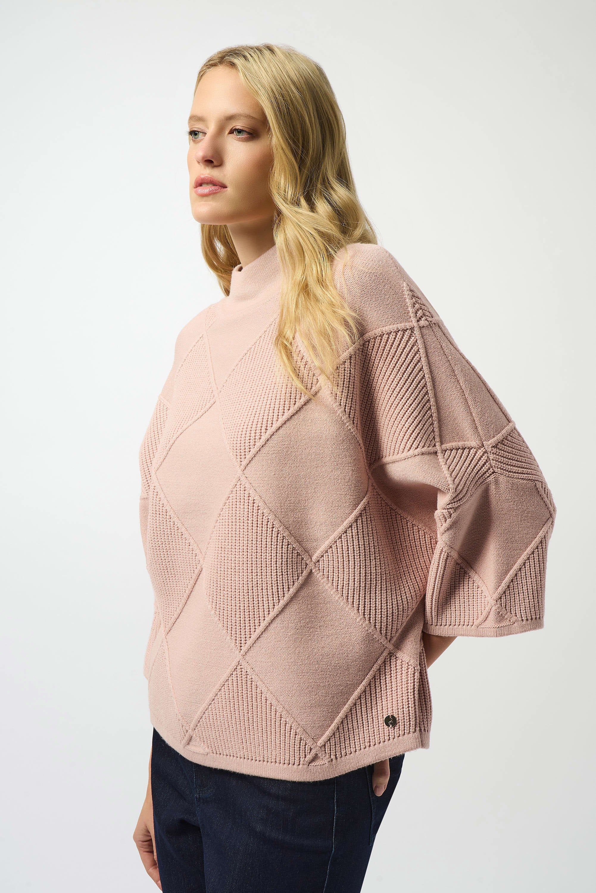 Textured Sweater Knit Mock Neck Pullover 253943 T