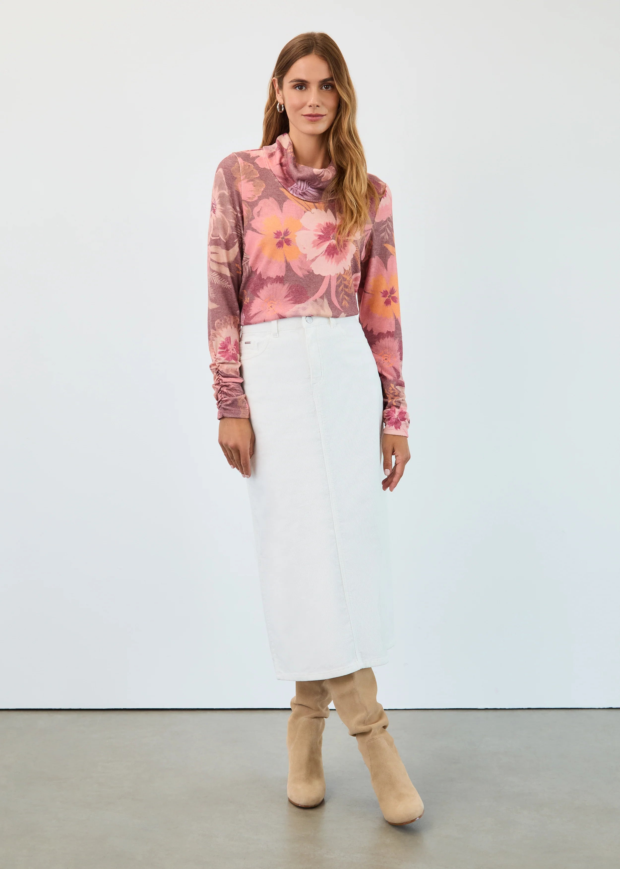 Long-Sleeve Cowl Neck Top 3866742