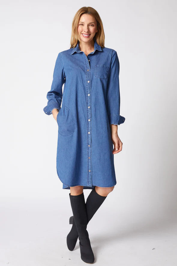 Cafe Midi Denim Dress 15287