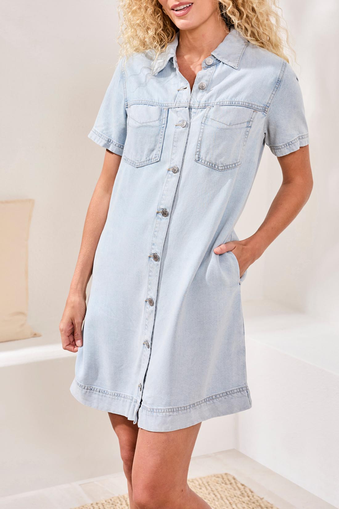 Denim Shirt Dress W Pockets 6143O/1116