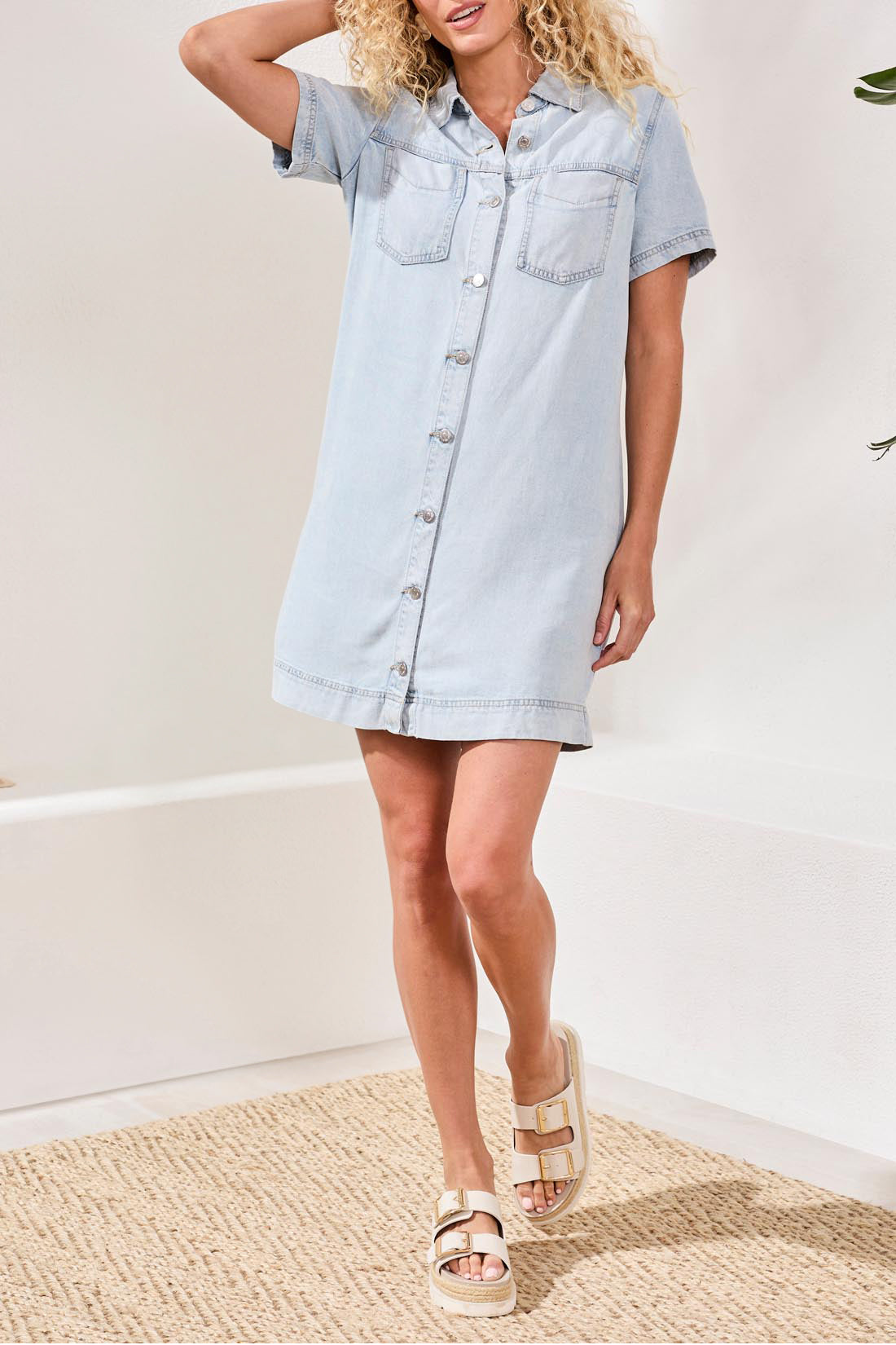Denim Shirt Dress W Pockets 6143O/1116