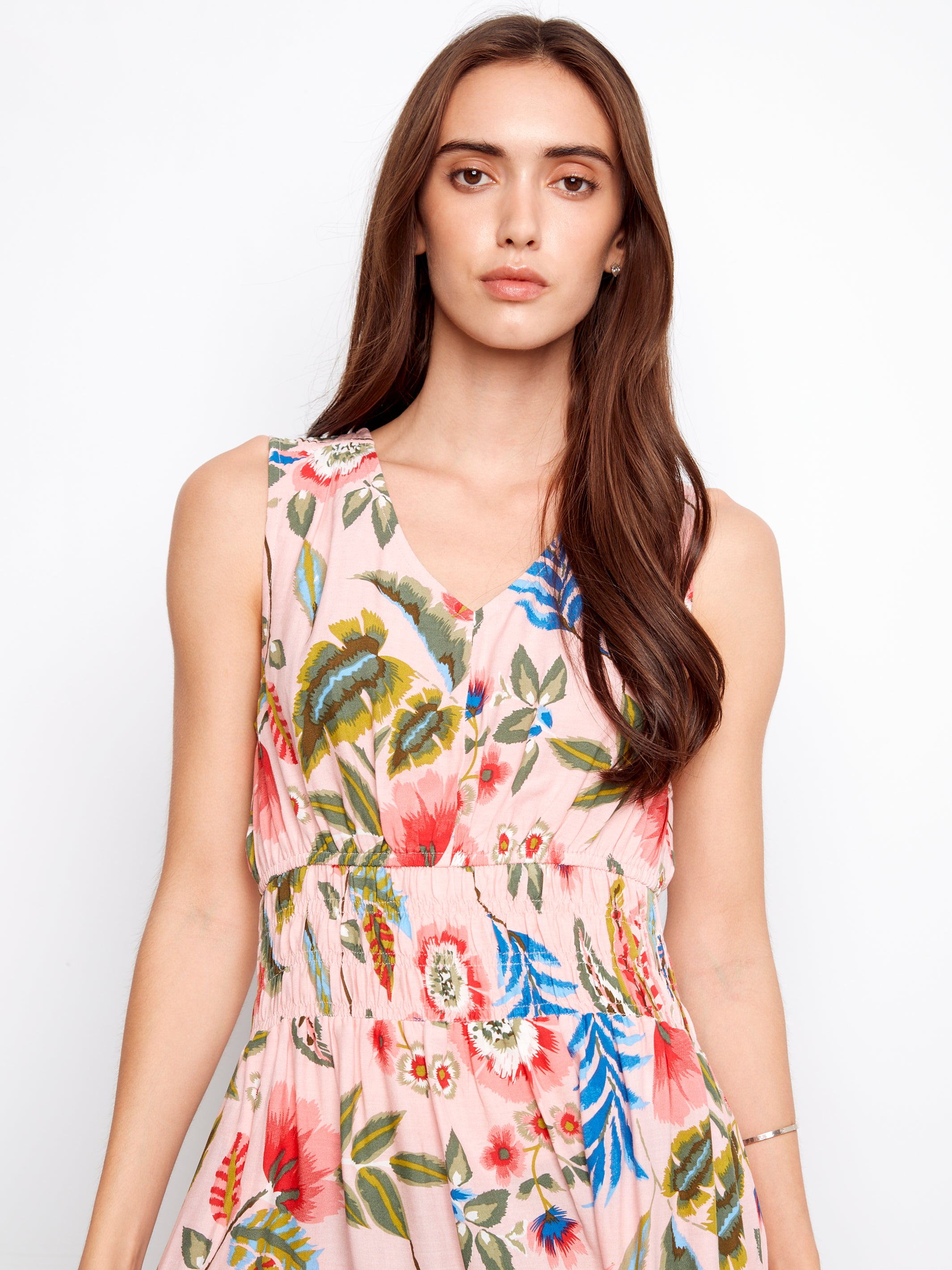 Printed Dress With Smocking At Waist C3261/510B