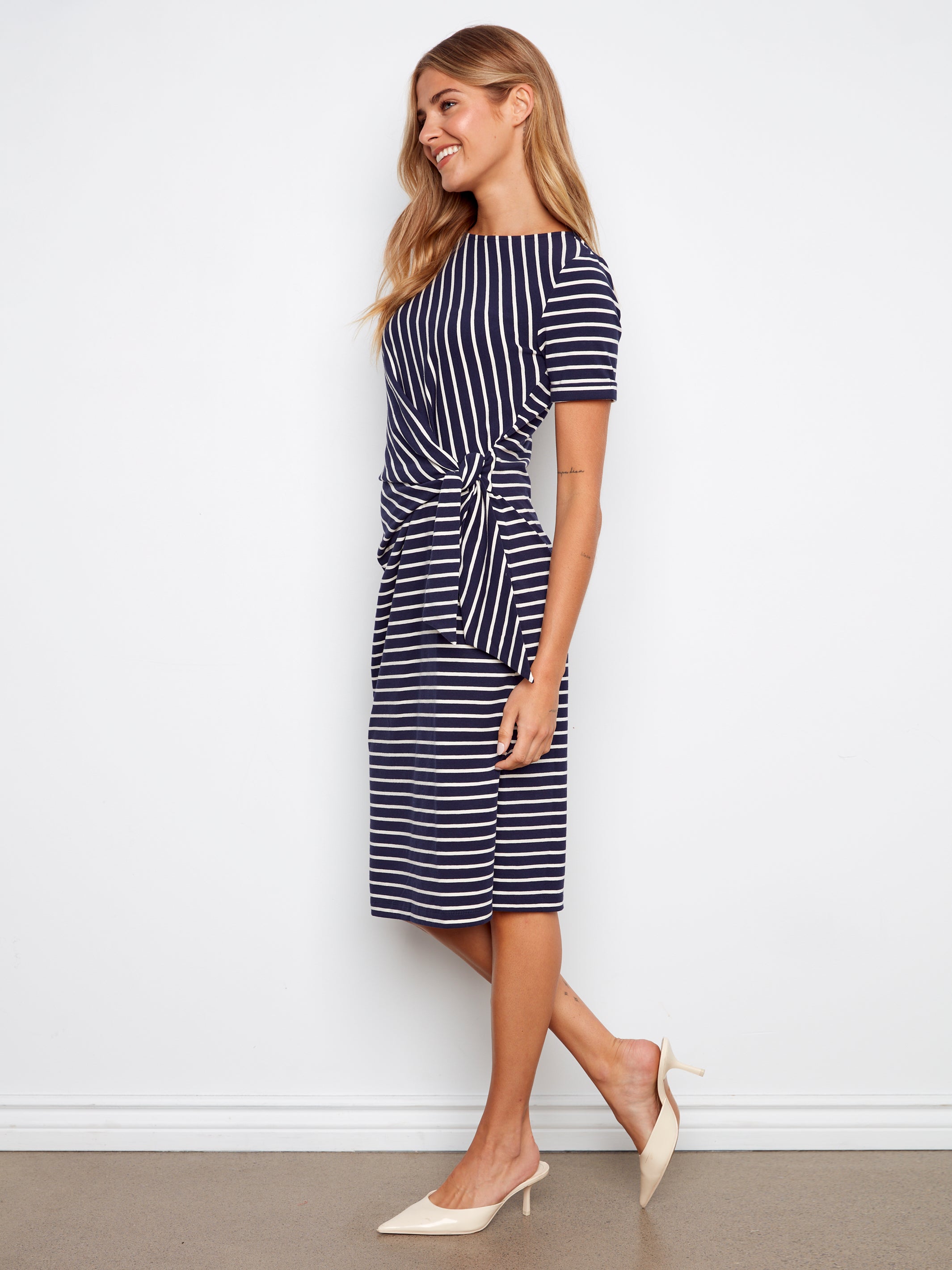Boat Neck Dress With Tie C3250T/579C