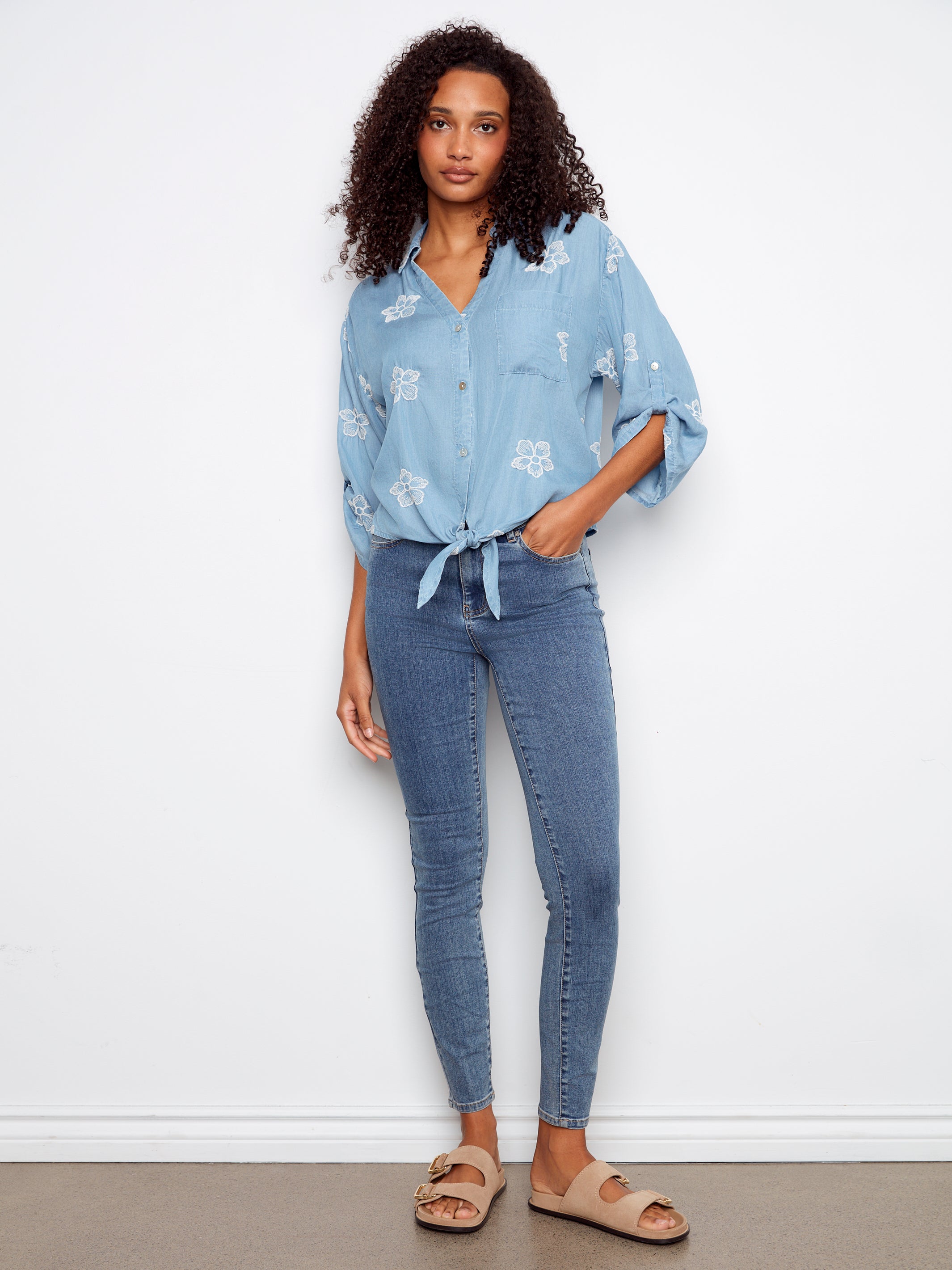 3/4 Rolled Up Sleeve Blouse C4593ER/249B