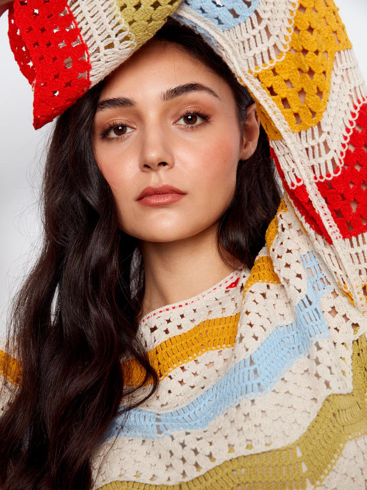 3/4 SLEEVE CROCHET TOP C4764-777C