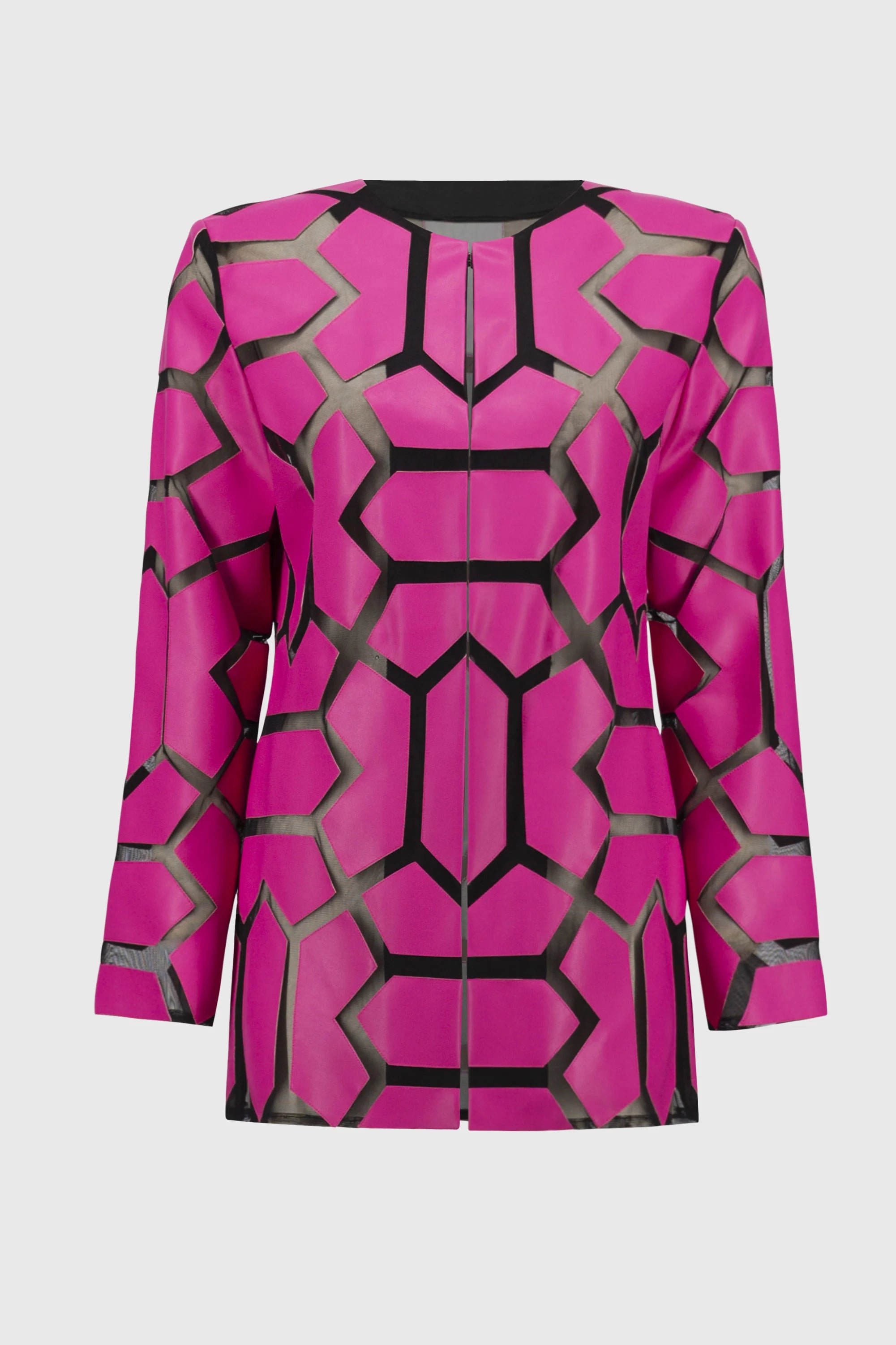 Laser-Cut Leatherette on Mesh Jacket 241905S25
