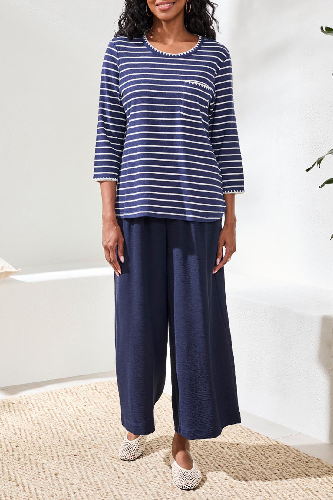 3/4 Sleeve Striped Top 2433O-8420