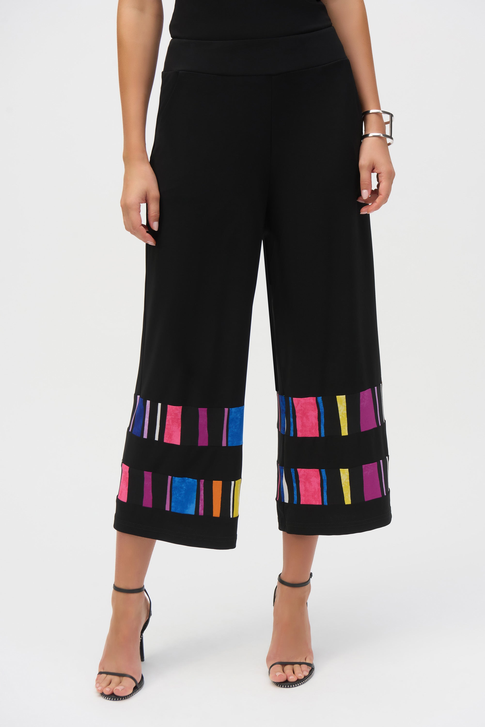 Silky Knit Stripe Print Culotte Pants 252051 T