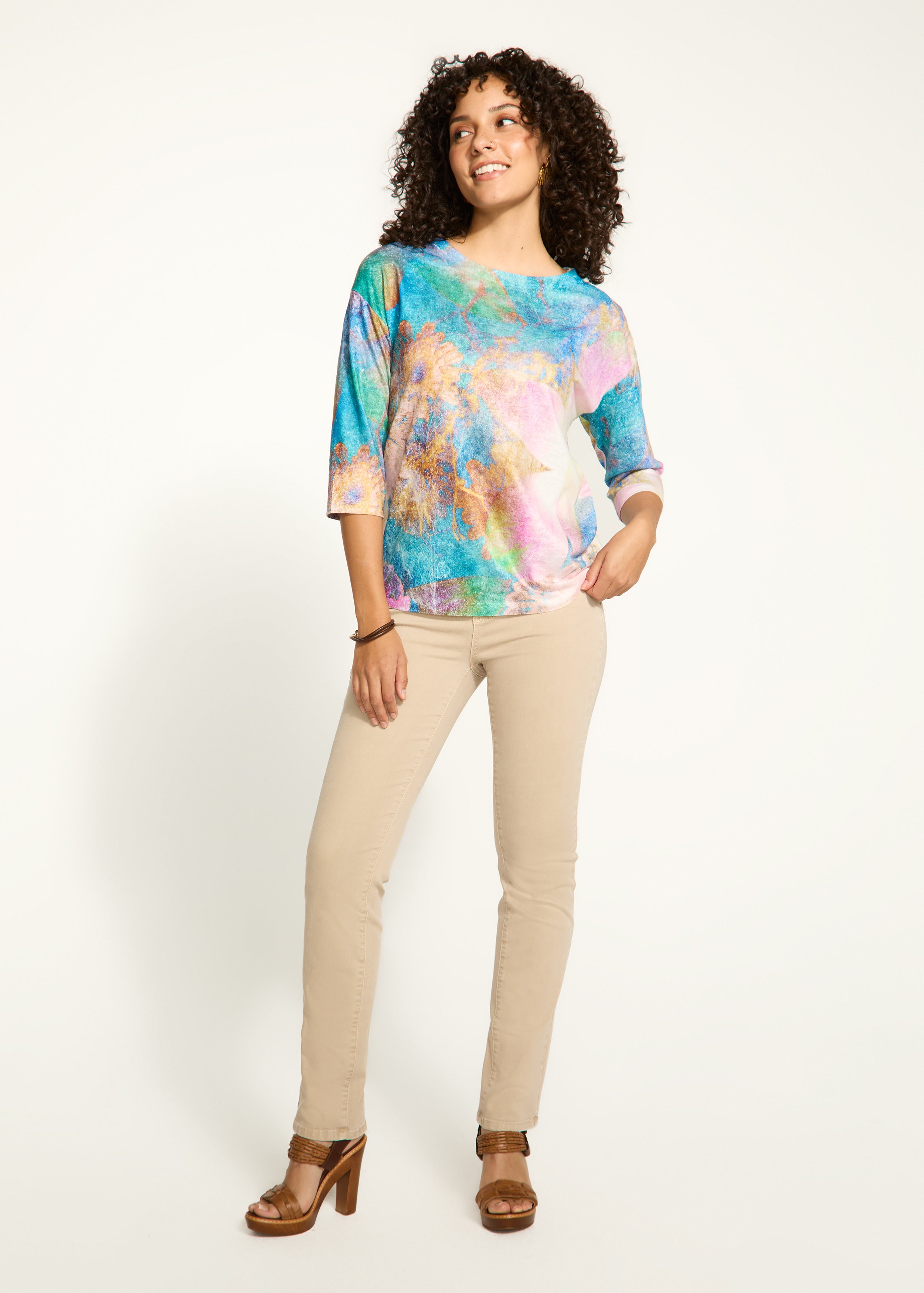 Drop Shoulder Boat Neck Top 3439451