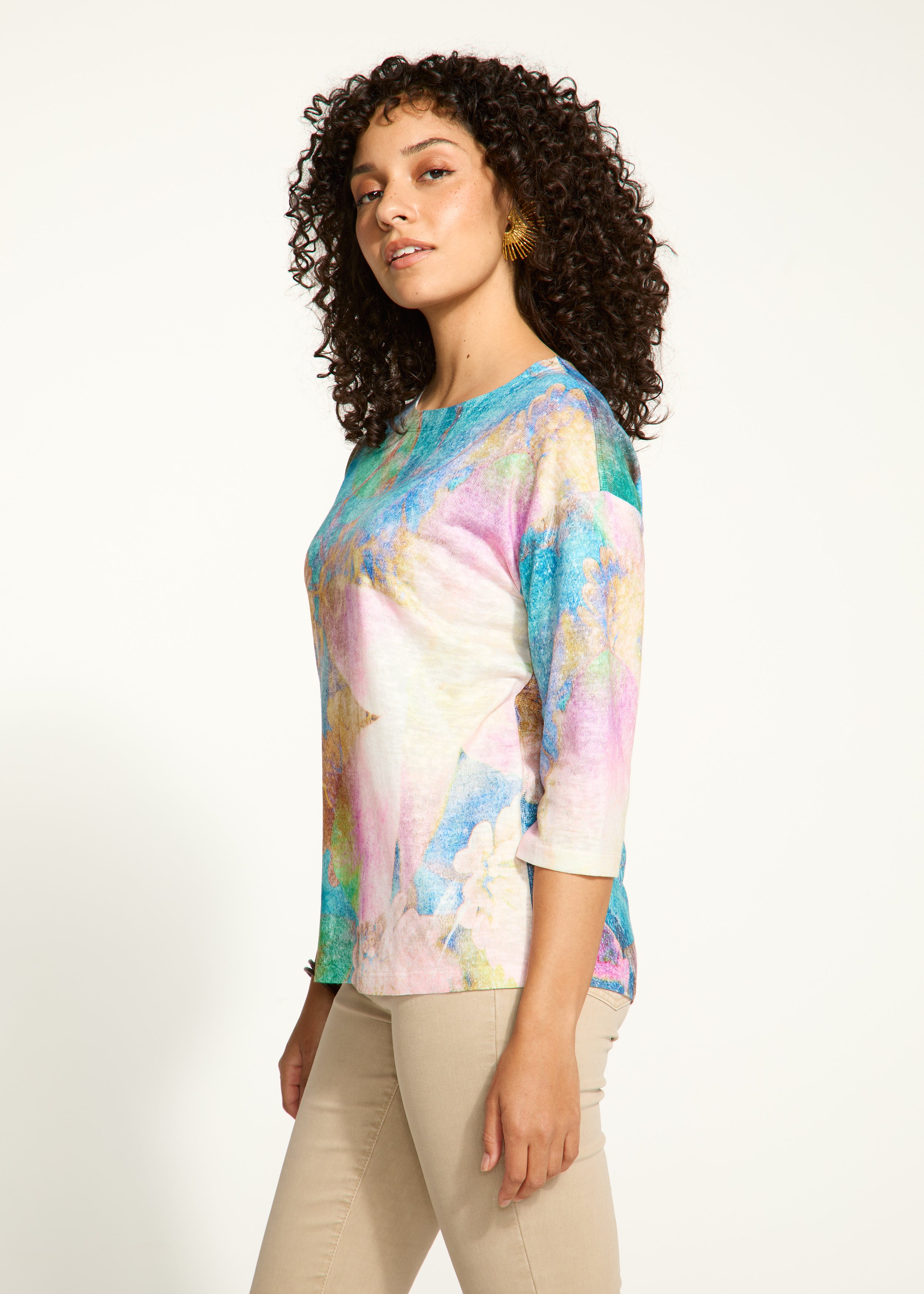 Drop Shoulder Boat Neck Top 3439451
