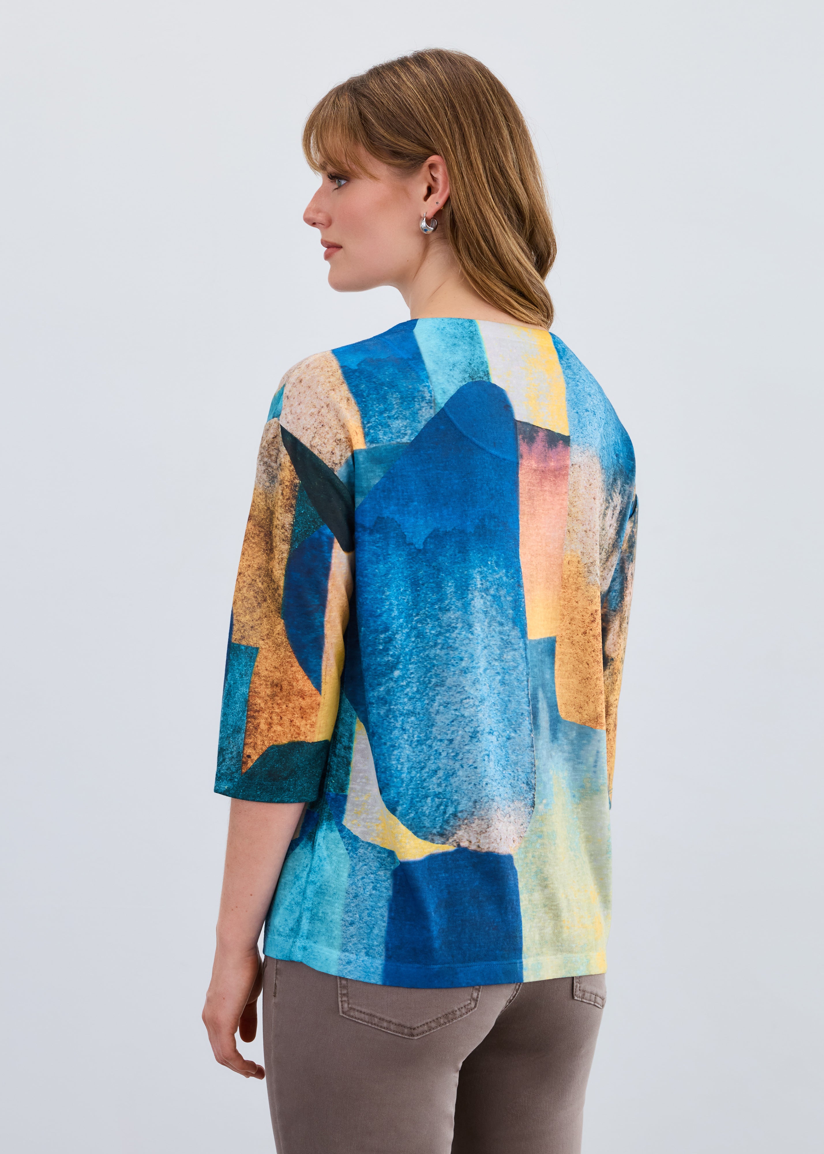 Drop Shoulder Notch Neck Top 3910451