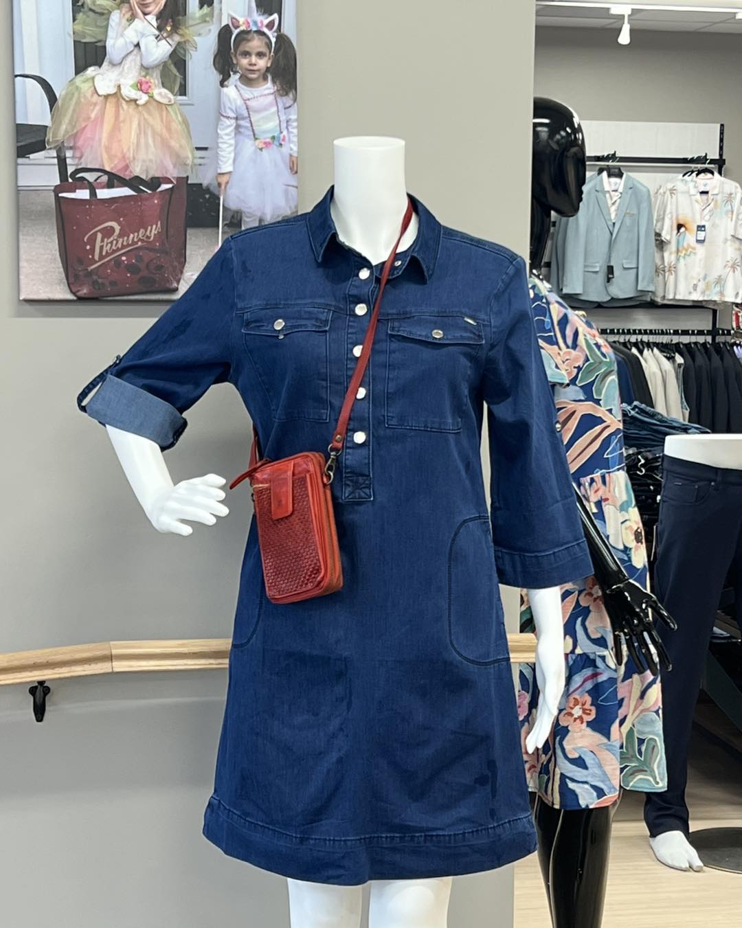Charlize 3/4 Sleeve Denim Dress 2243