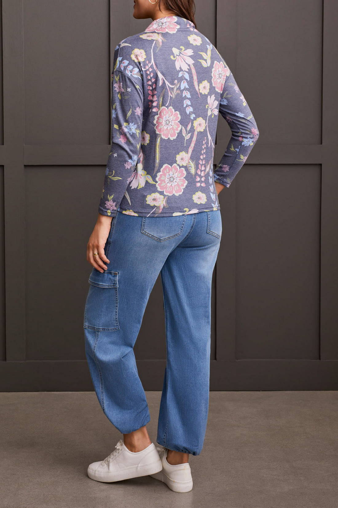 Drop Shoulder Funnel Neck Top 5672O/4214