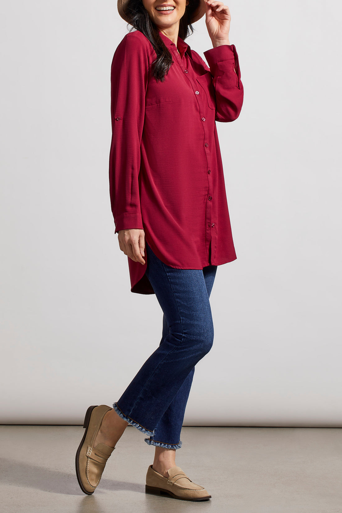 Tunic Top With Roll Up Sleeves 7878O-4835