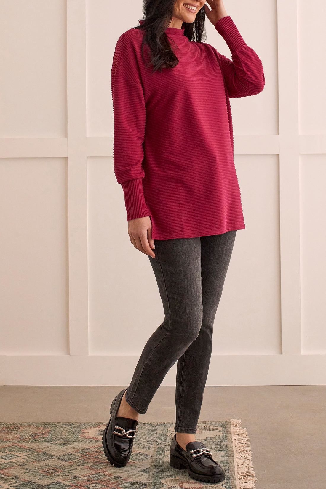 Funnel Neck Tunic With Side Slits 7913O-4860