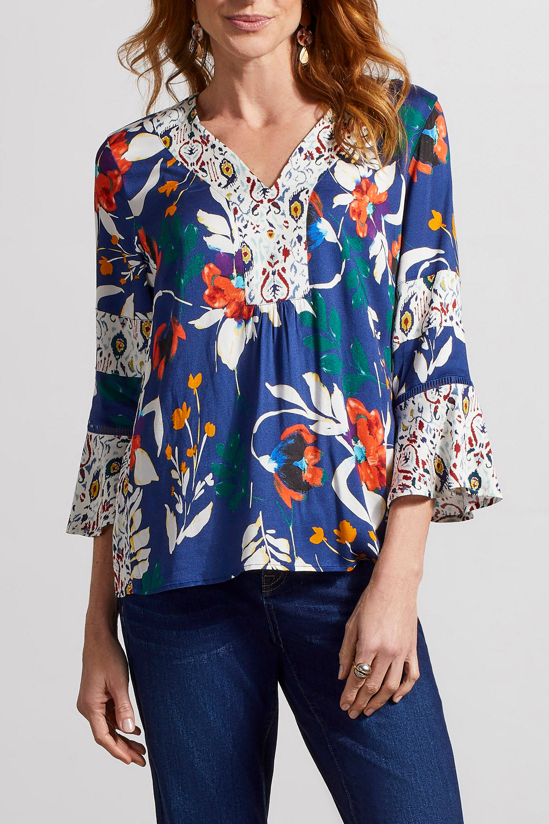 3/4 Sleeve Printed Blouse 7914O-1434