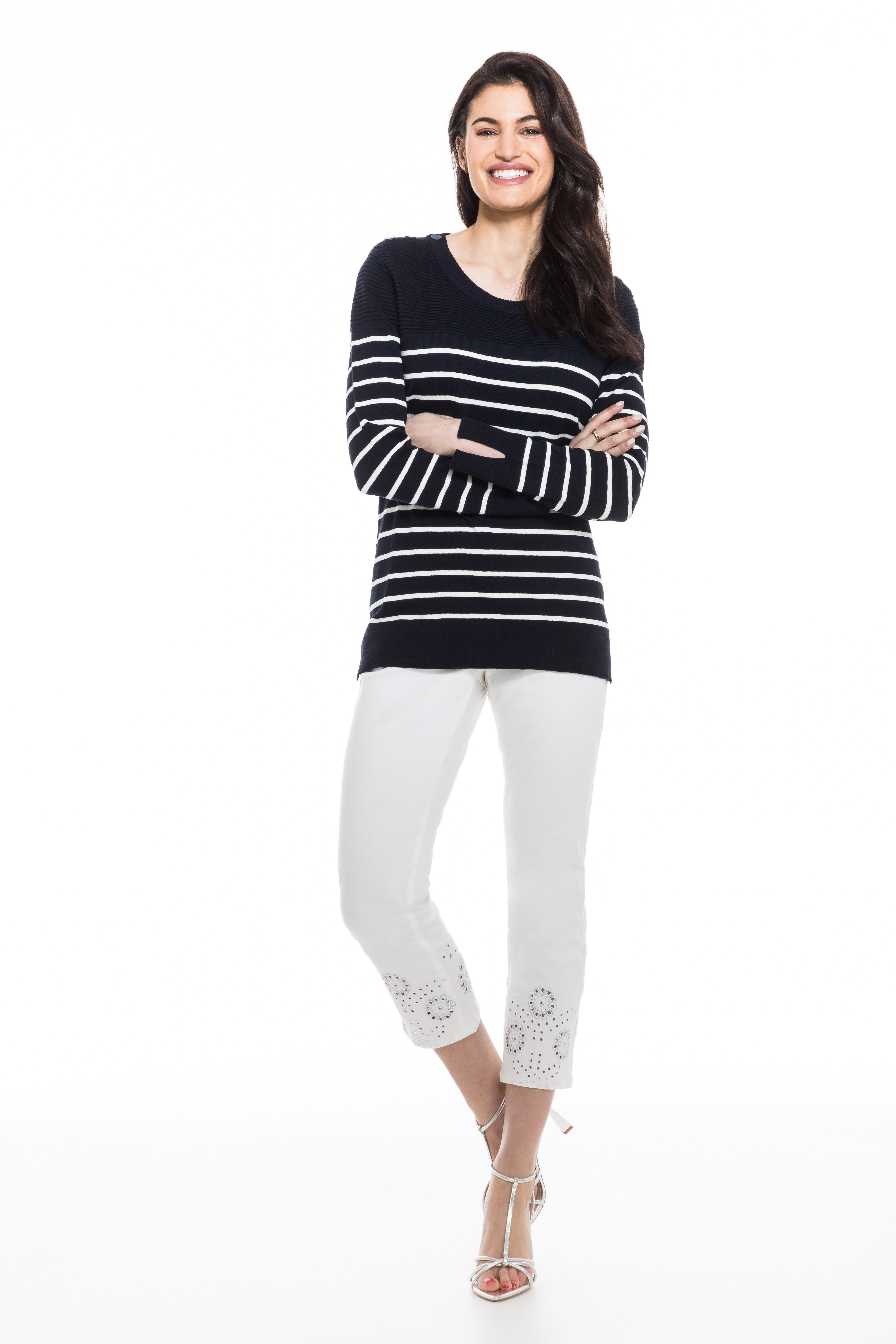 Navy & White Sweater 80011