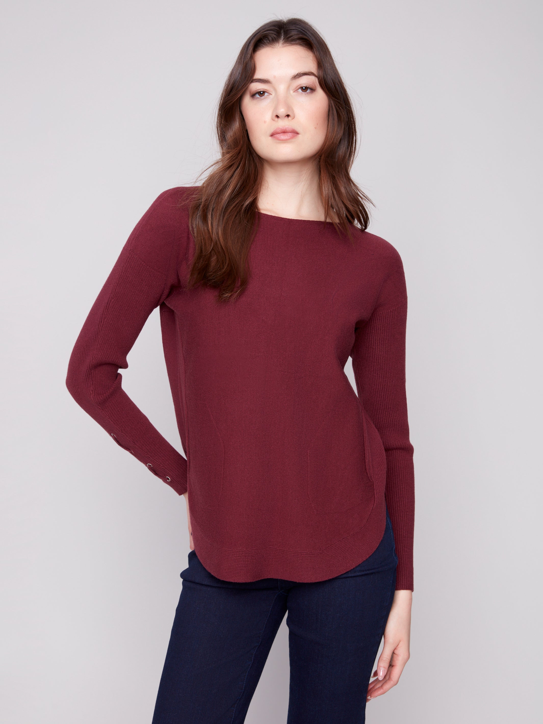 Round Hem Sweater With Pockets C2380Y/464A