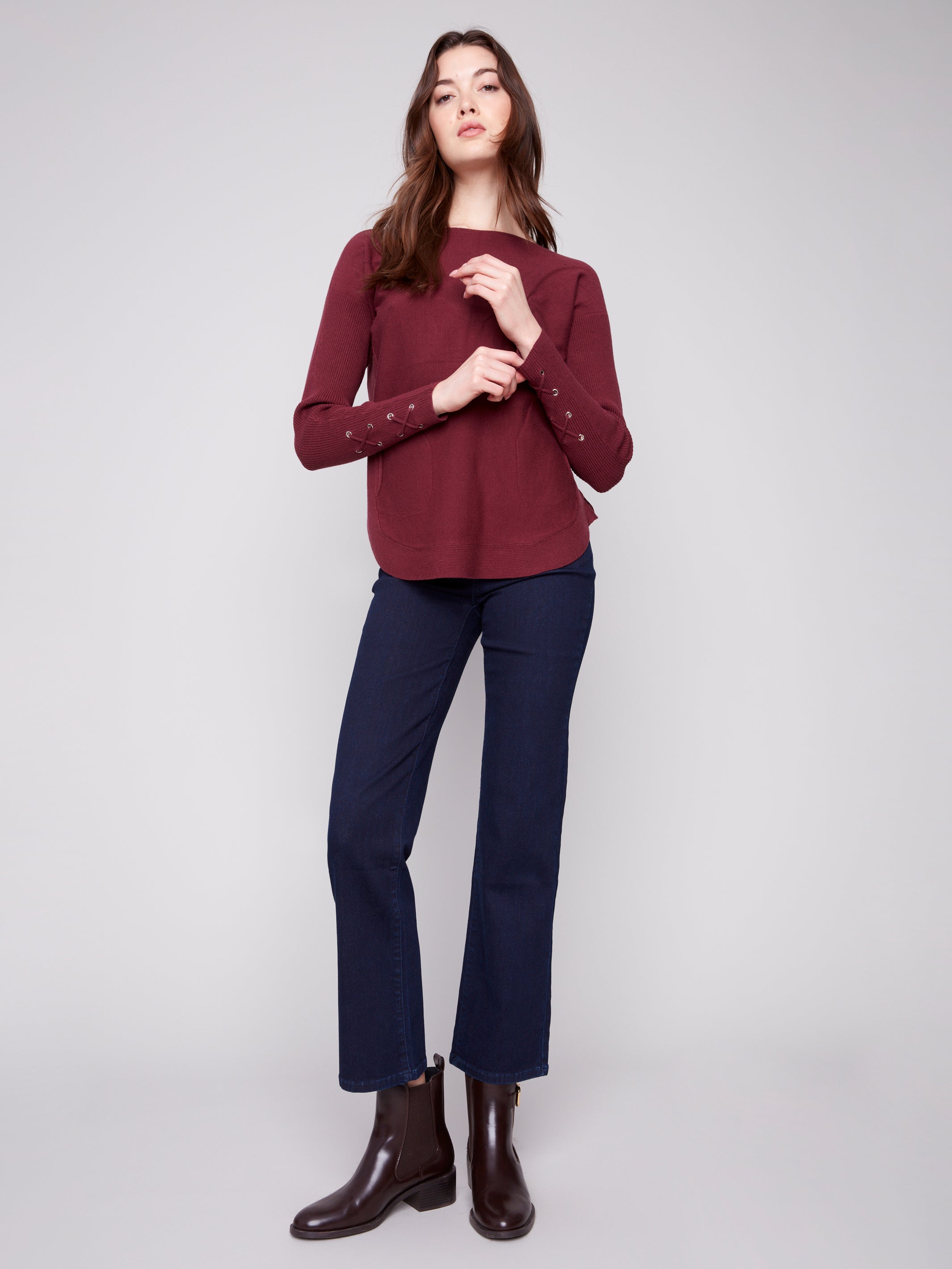 Round Hem Sweater With Pockets C2380Y/464A