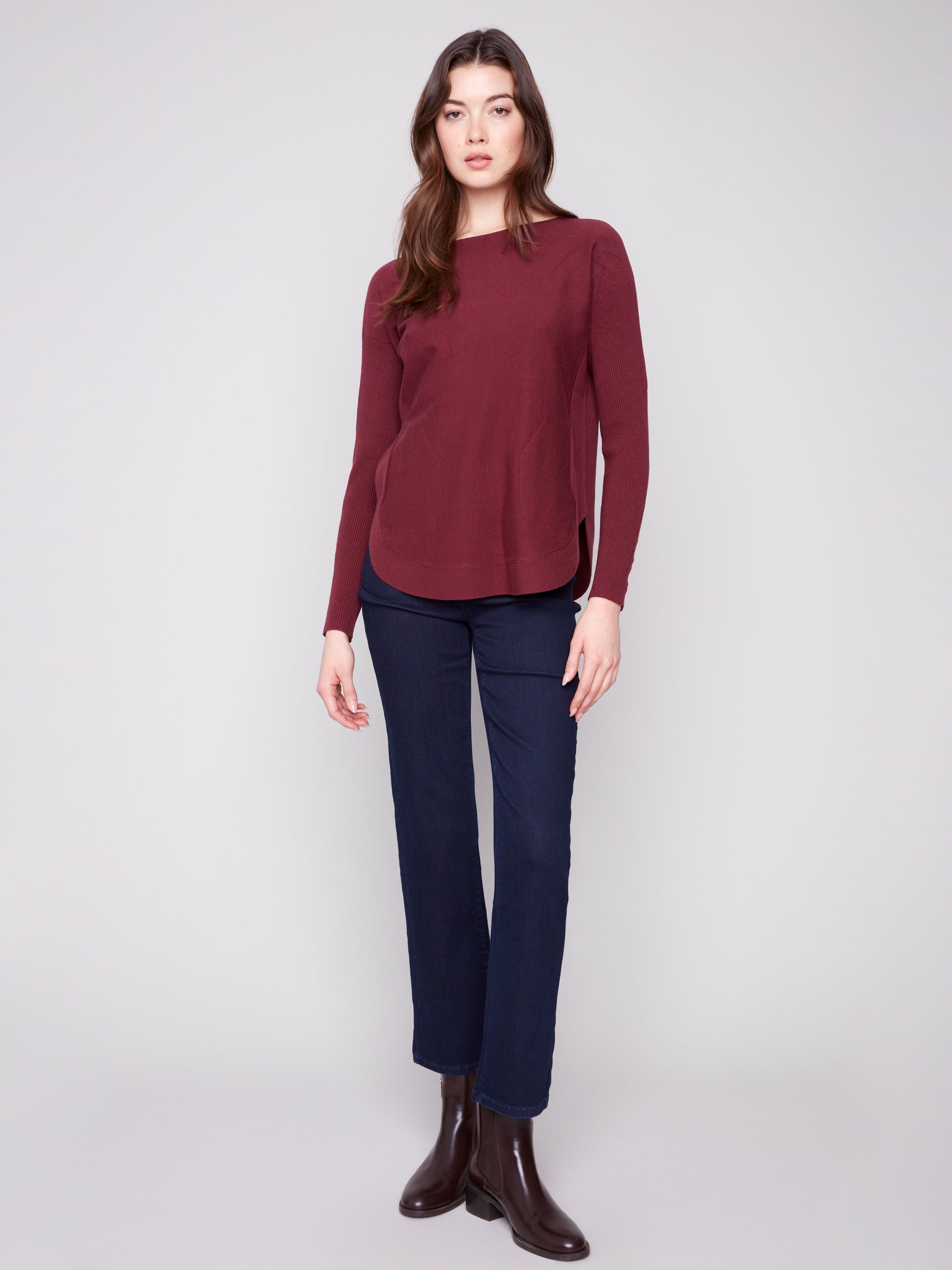 Round Hem Sweater With Pockets C2380Y/464A