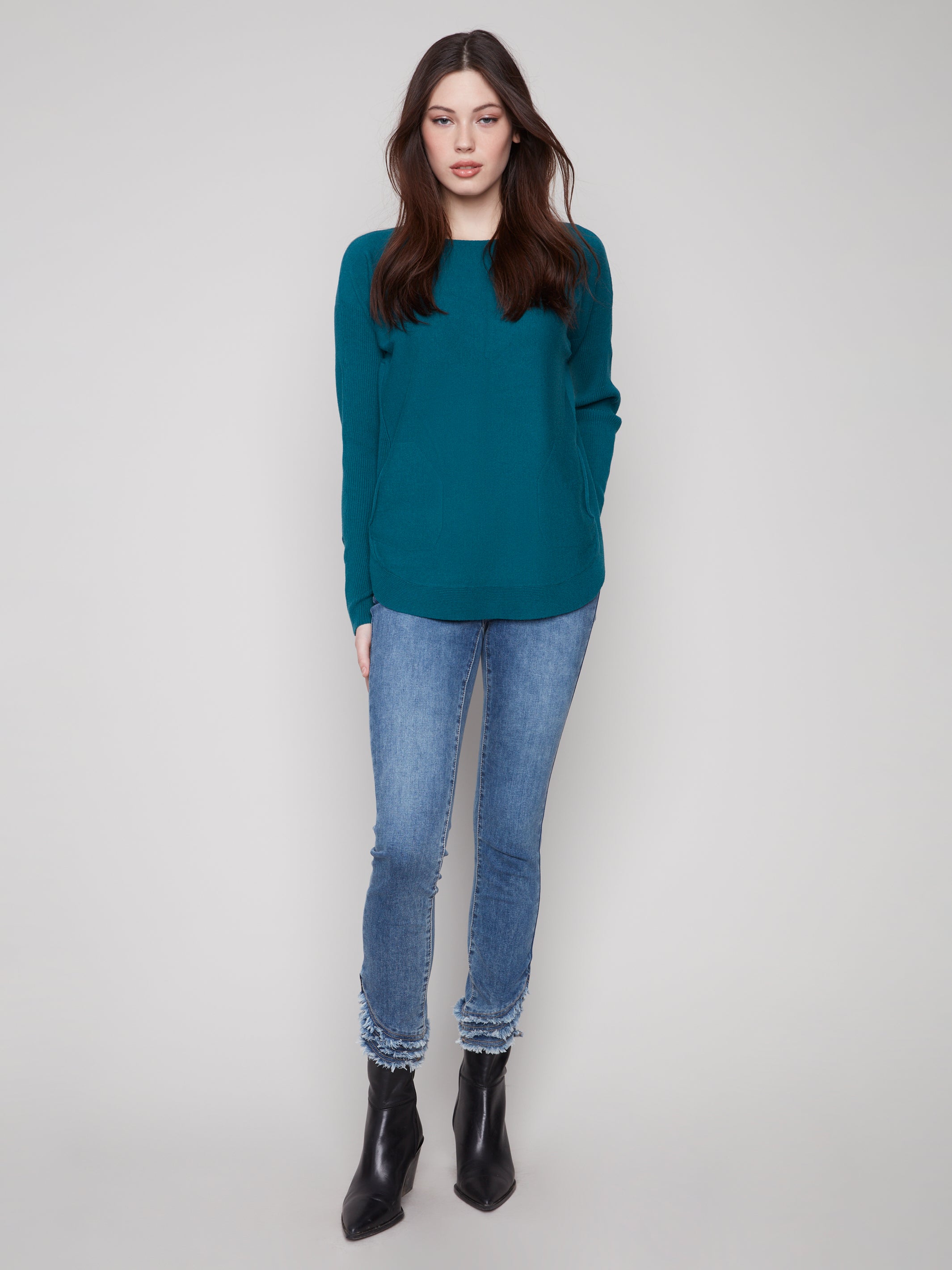 Round Hem Sweater With Pockets C2380Y/464A