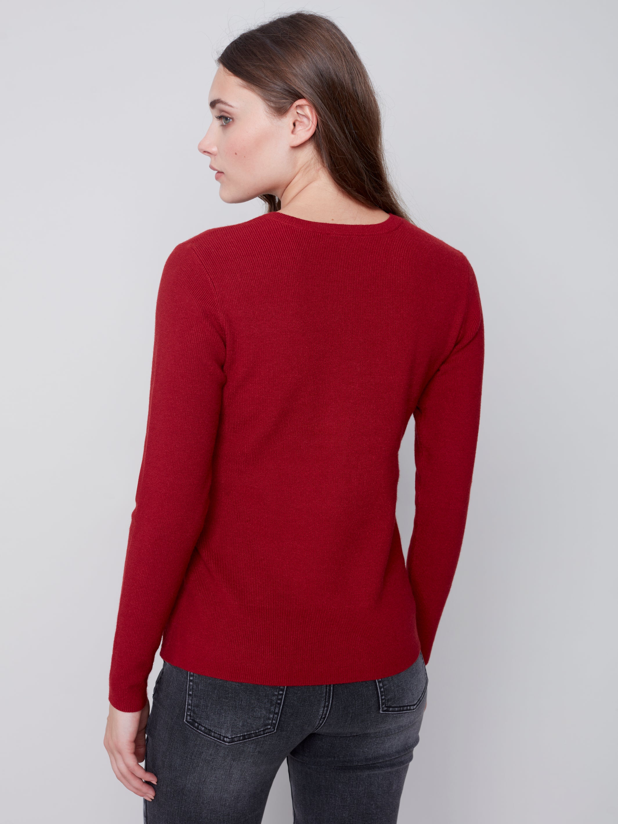 V Neck Sweater With Side Slit C2569/464A