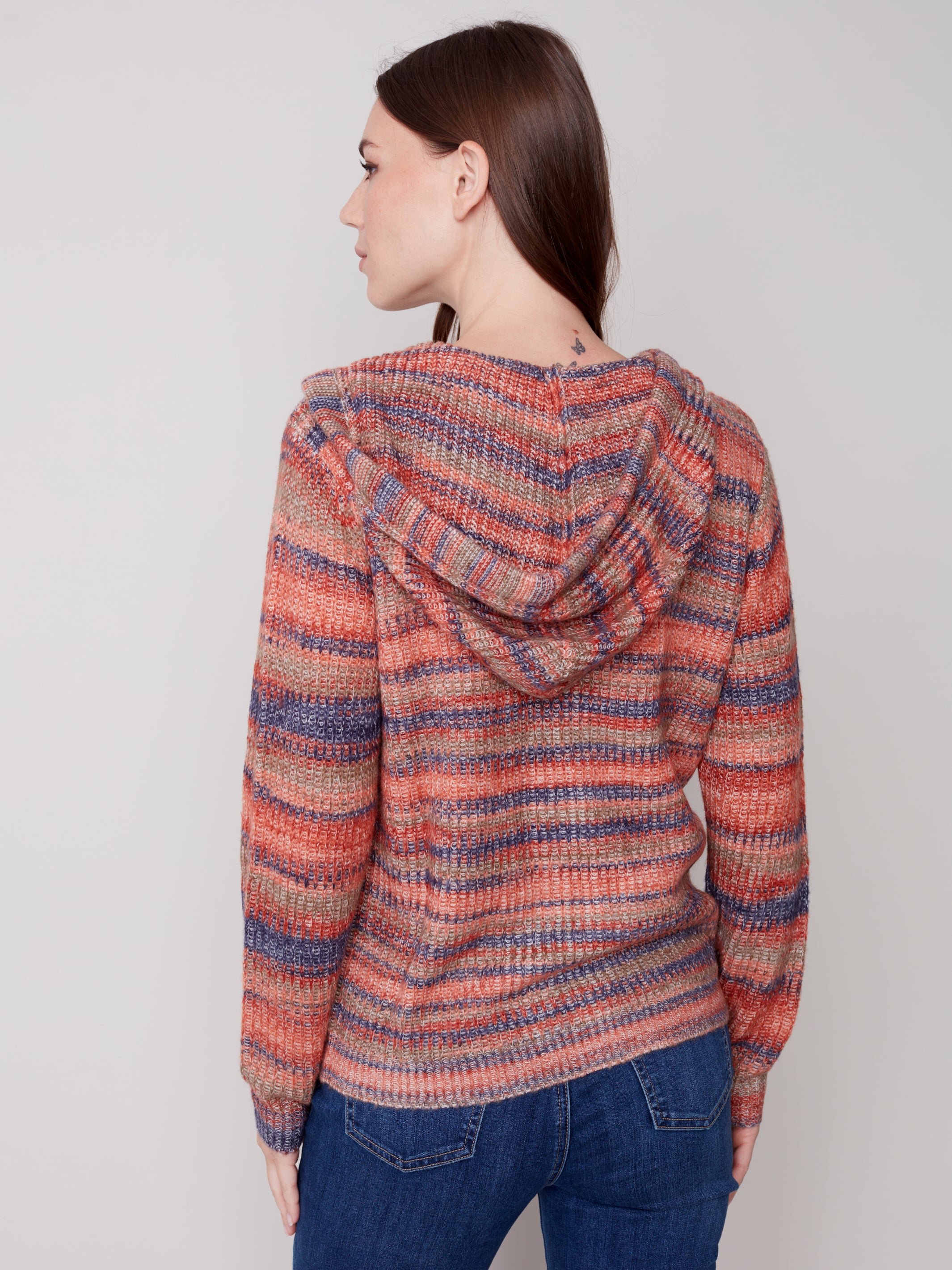 Zipper Front Hooded Sweater With Pockets C2582/610B
