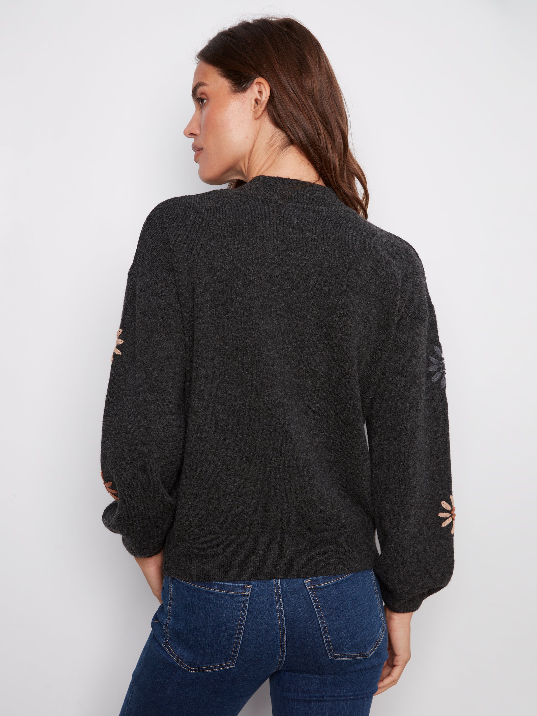 Mock Neck Embroidered Sweater C2689E/433C