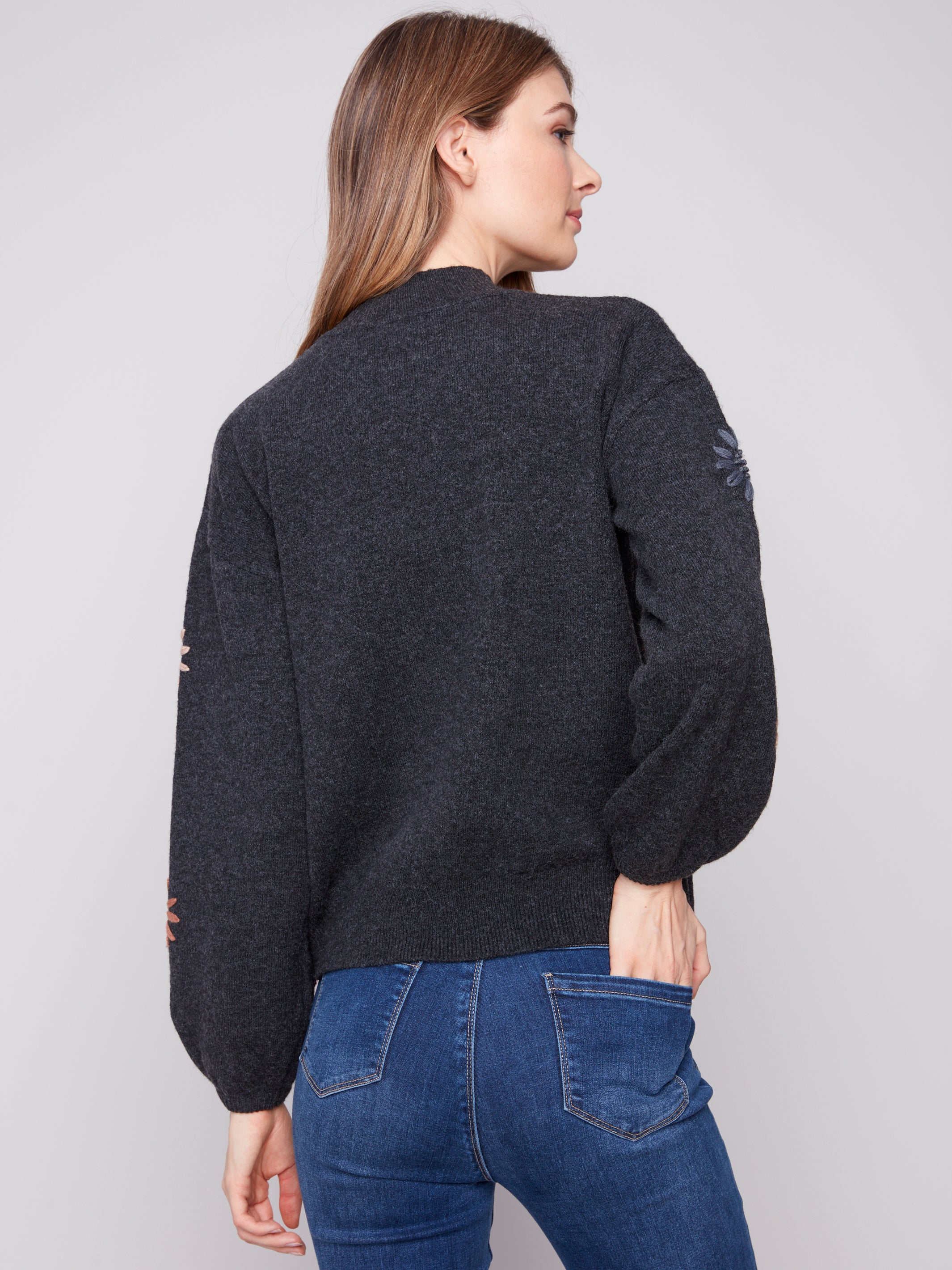 Mock Neck Embroidered Sweater C2689E/433C