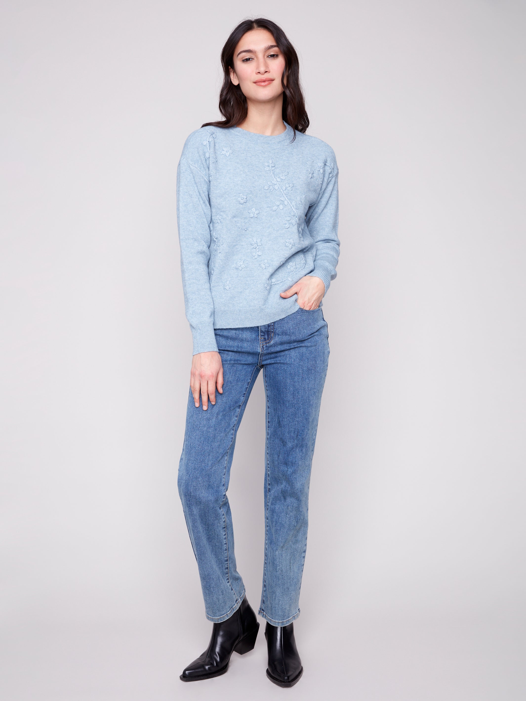 Crew Neck Embroidered Sweater C2821/736A