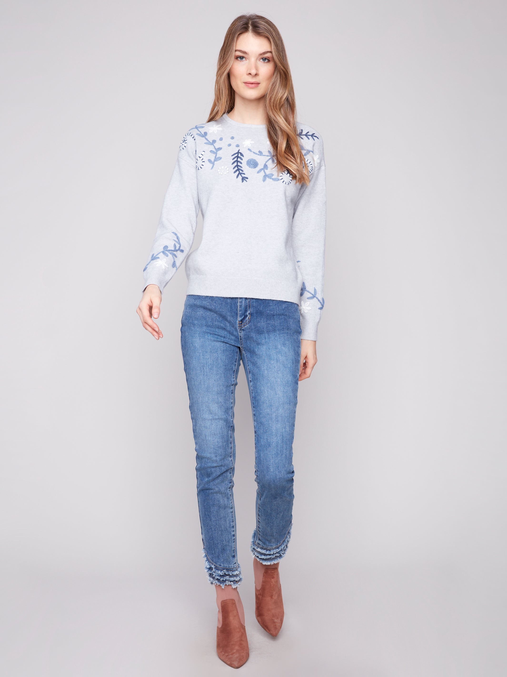 Hand Embroidered Crew Neck Sweater C2833E/736A