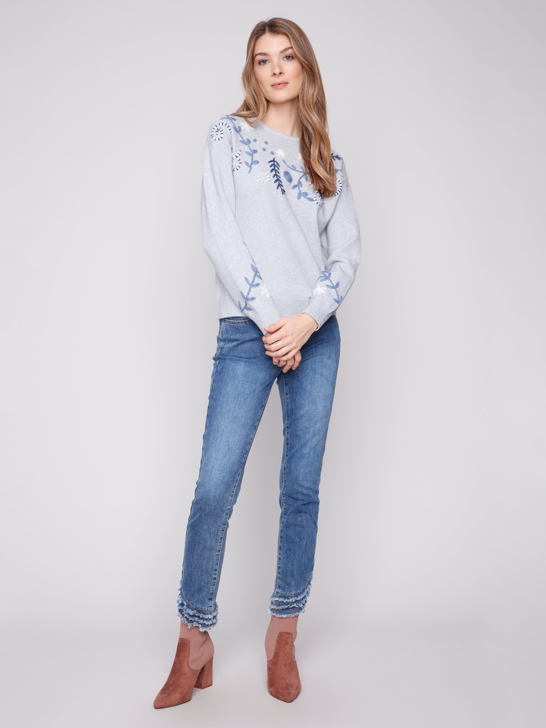 Hand Embroidered Crew Neck Sweater C2833E/736A