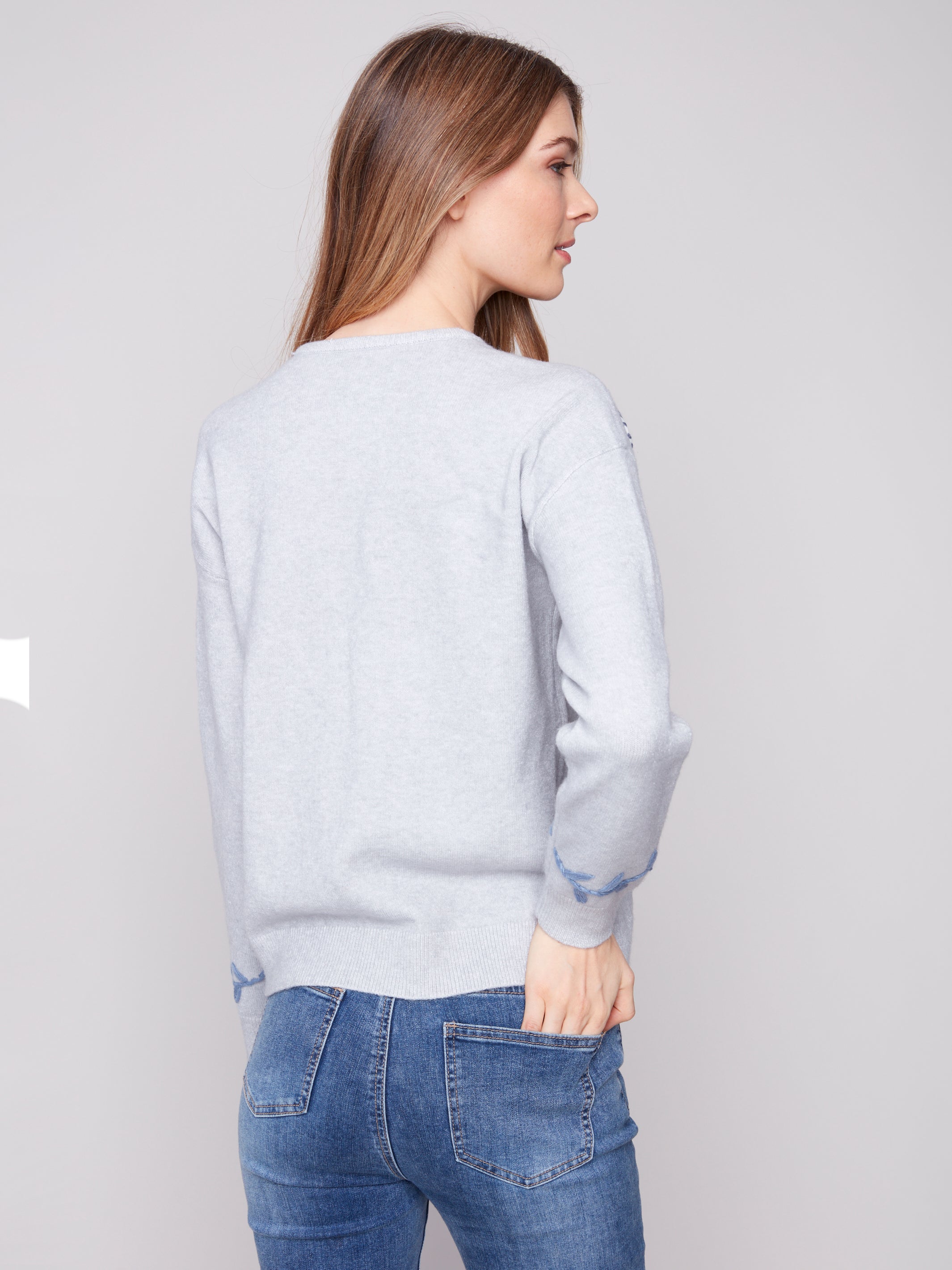 Hand Embroidered Crew Neck Sweater C2833E/736A