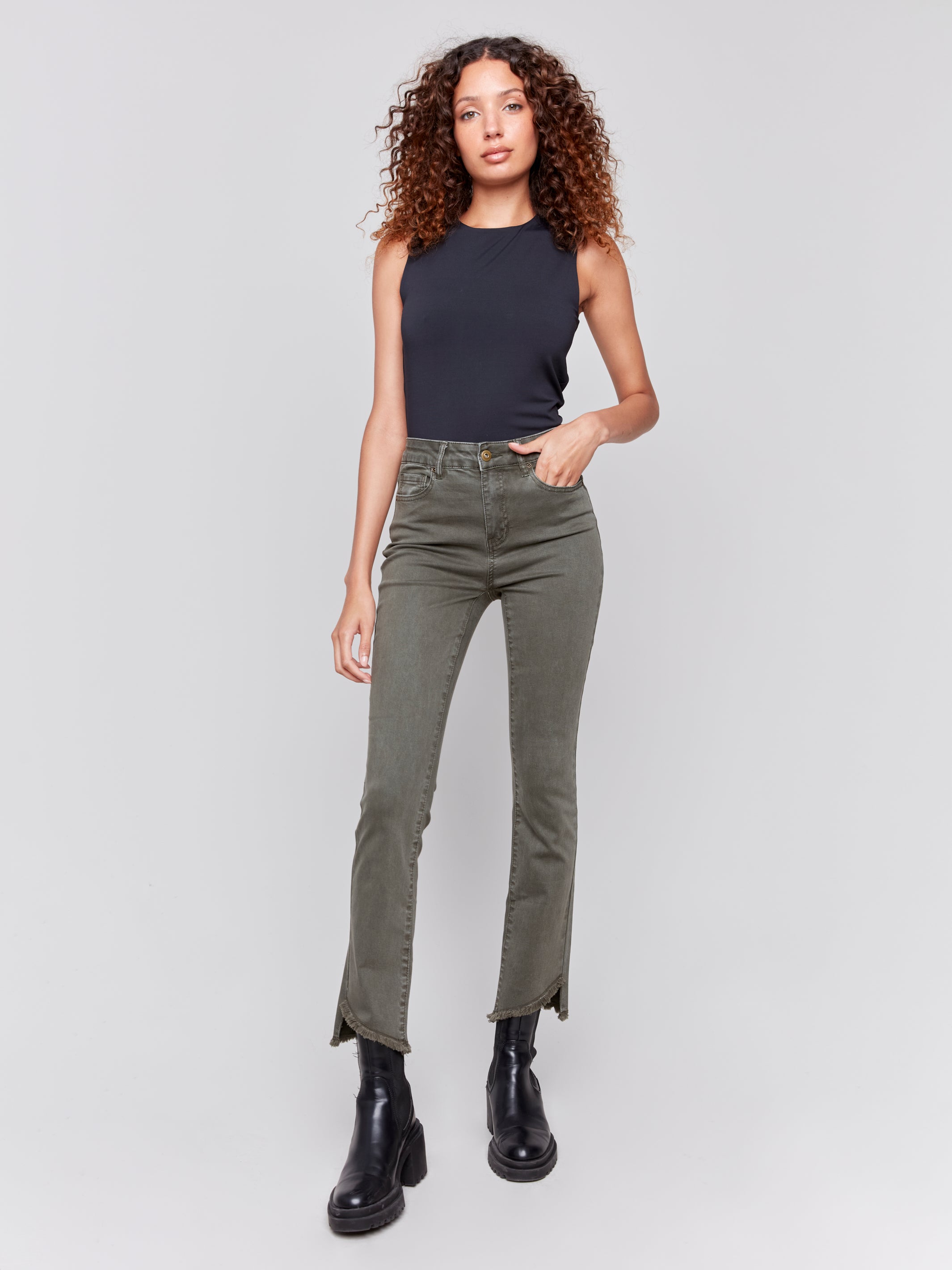 Assymetrical Hem Bootcut Pant C5429RR-618A