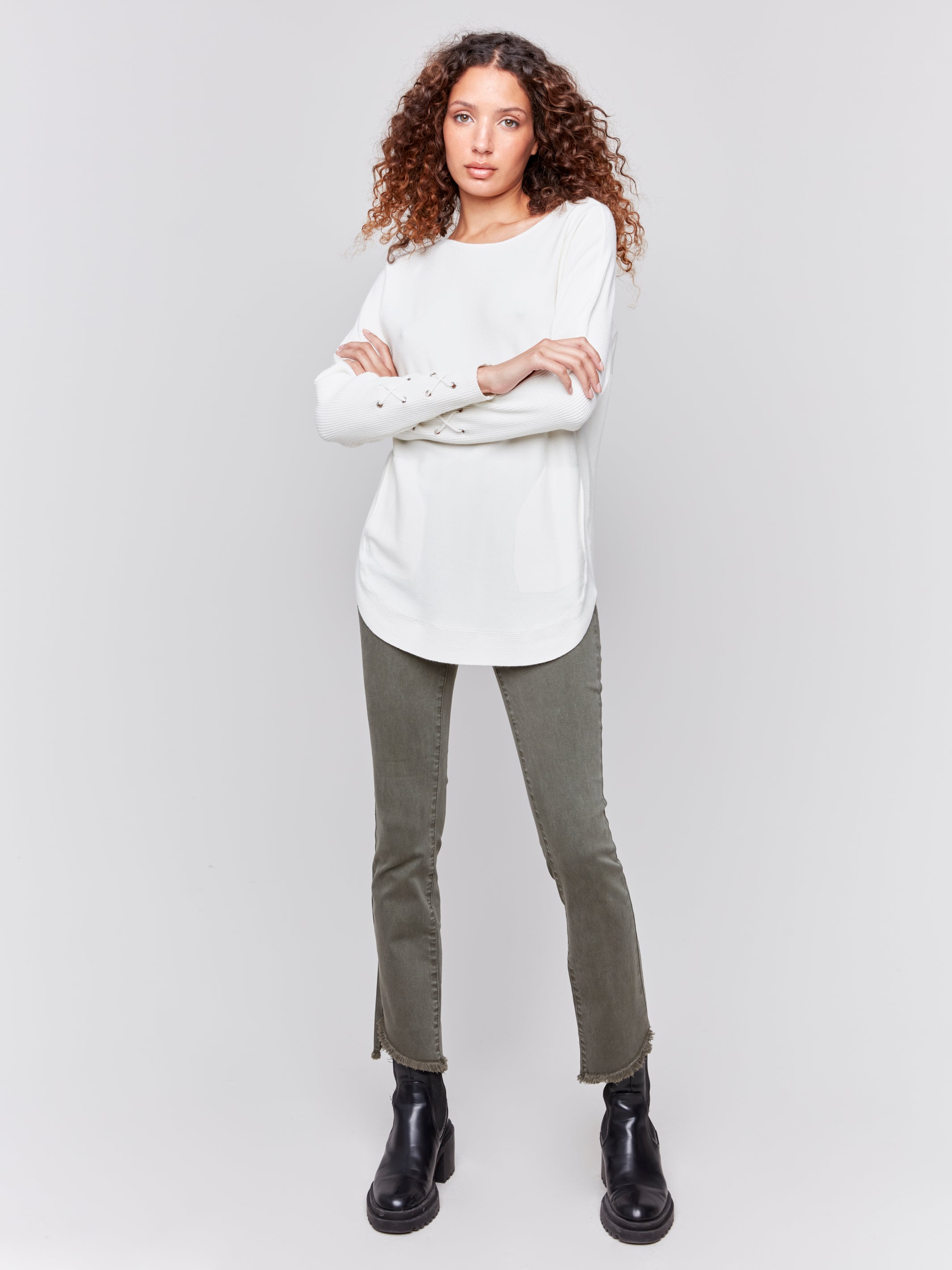 Assymetrical Hem Bootcut Pant C5429RR-618A