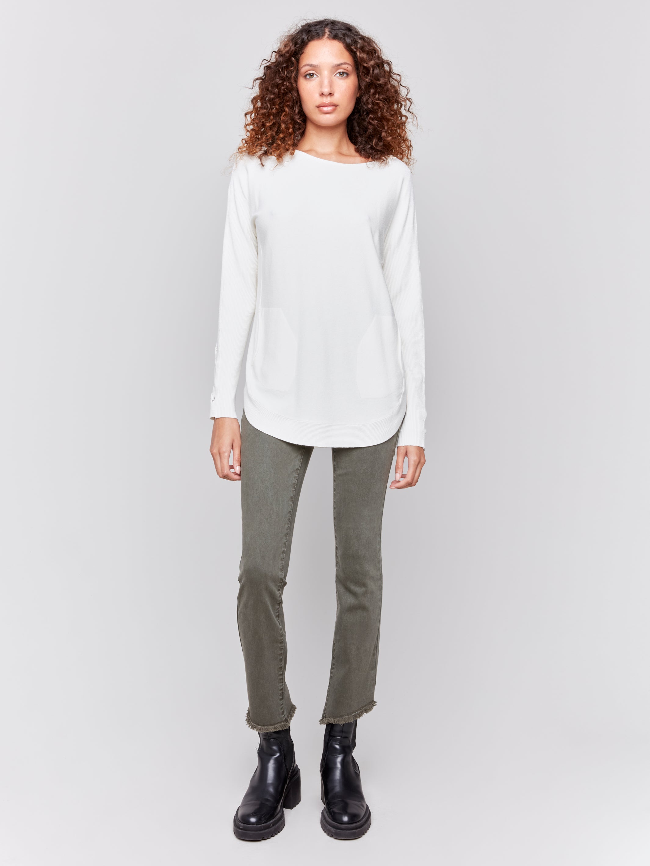 Assymetrical Hem Bootcut Pant C5429RR-618A