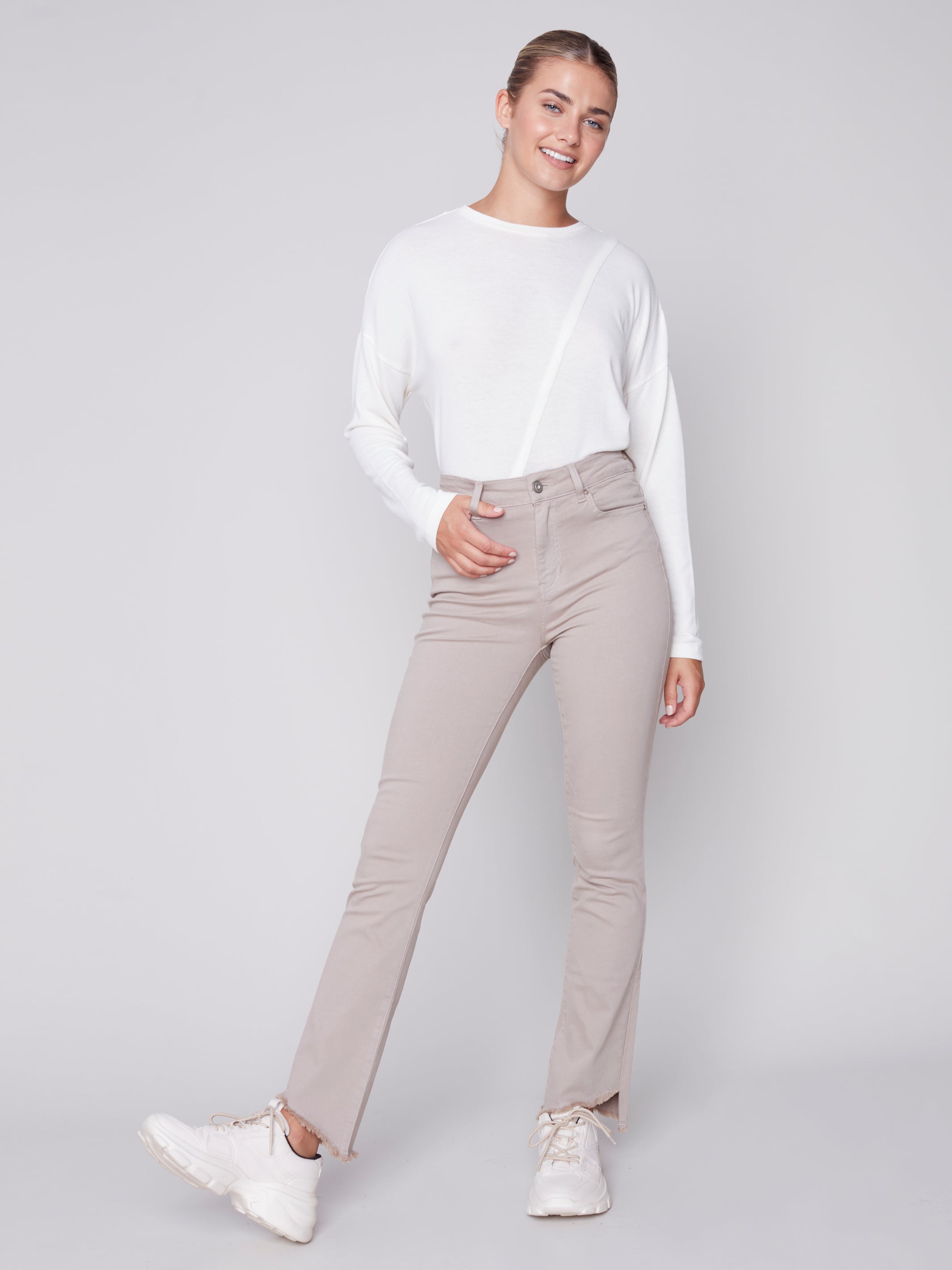 Assymetrical Hem Bootcut Leg Pant C5429/618A