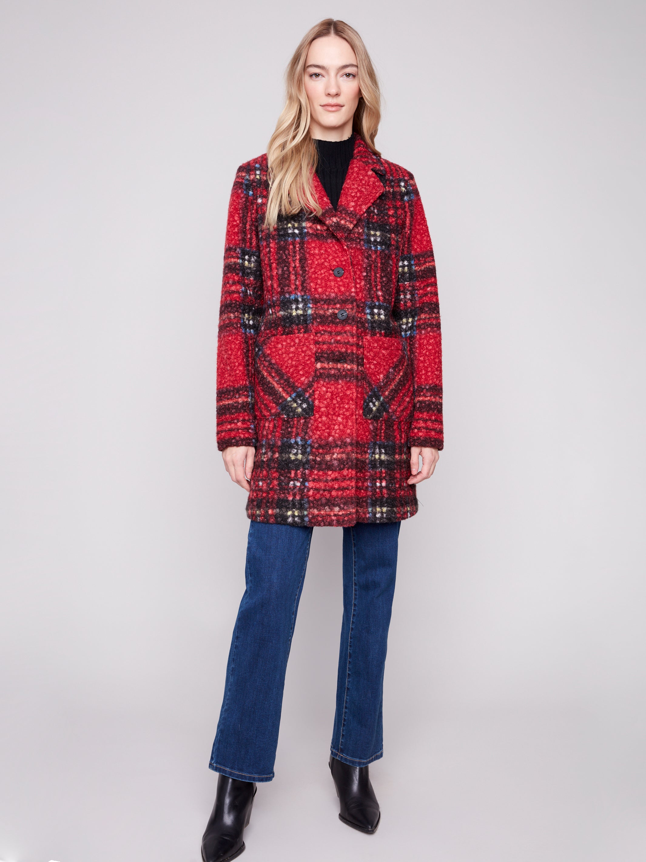 Plaid  Boucle Coat C6141Z/707B