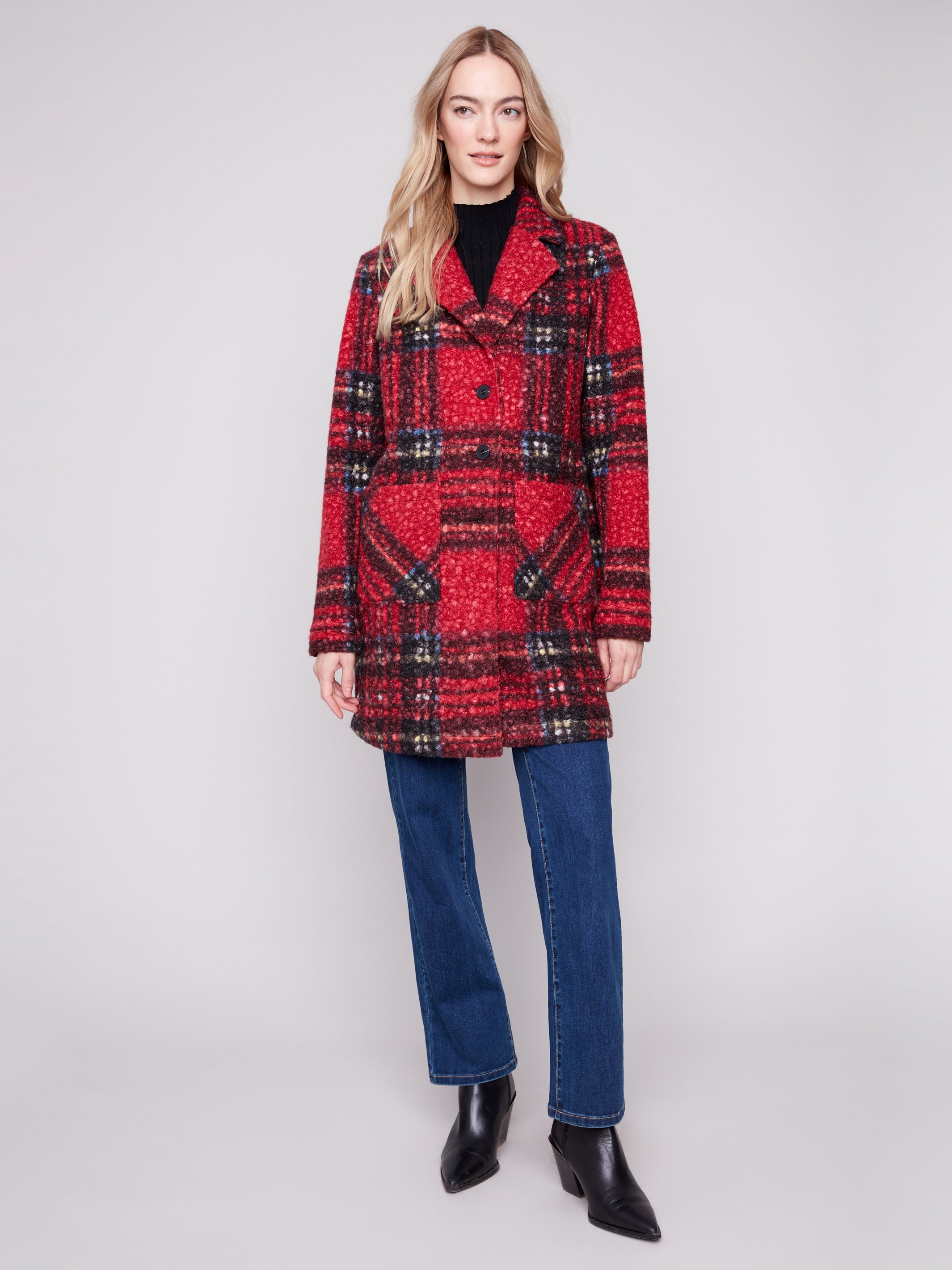 Plaid  Boucle Coat C6141Z/707B