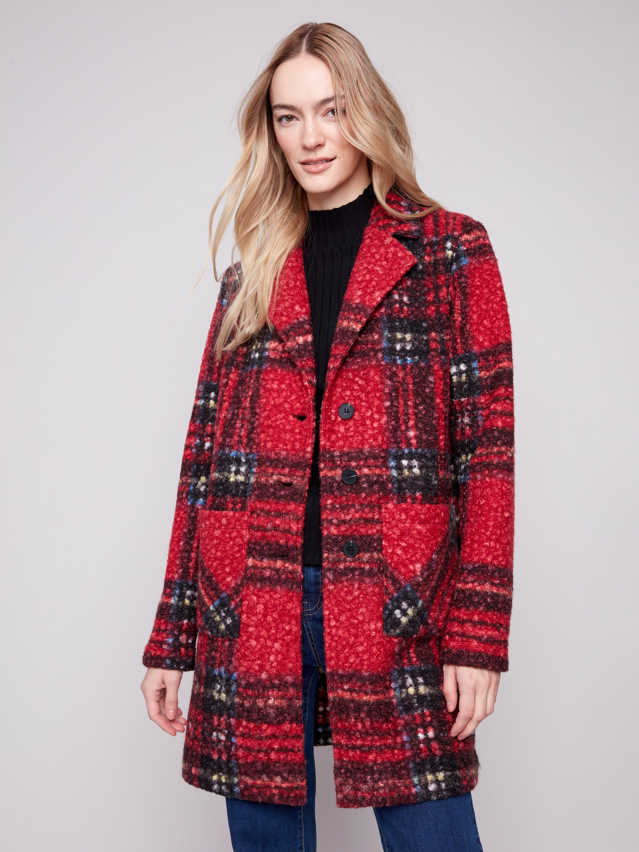 Plaid  Boucle Coat C6141Z/707B