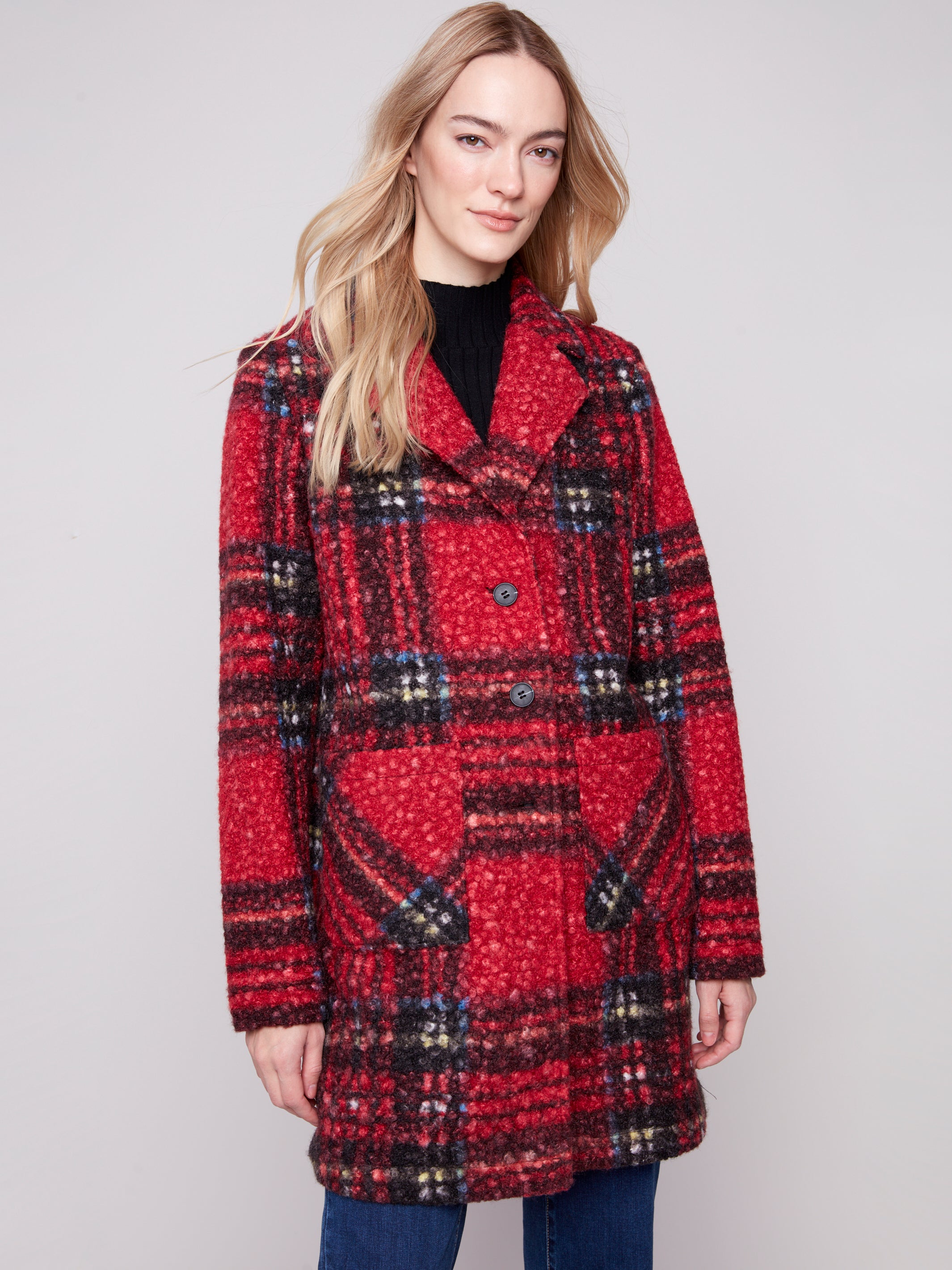 Plaid  Boucle Coat C6141Z/707B