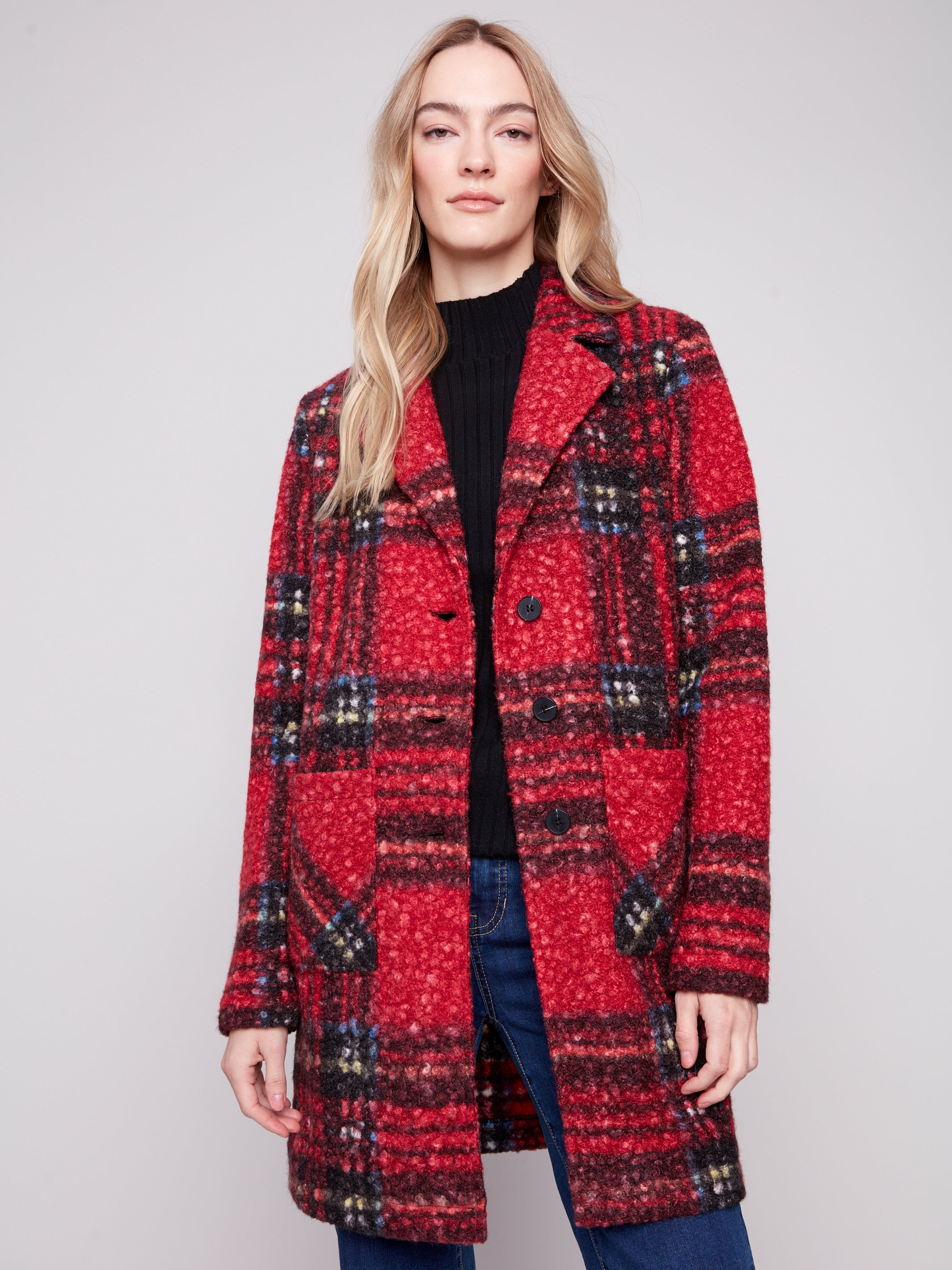 Plaid  Boucle Coat C6141Z/707B