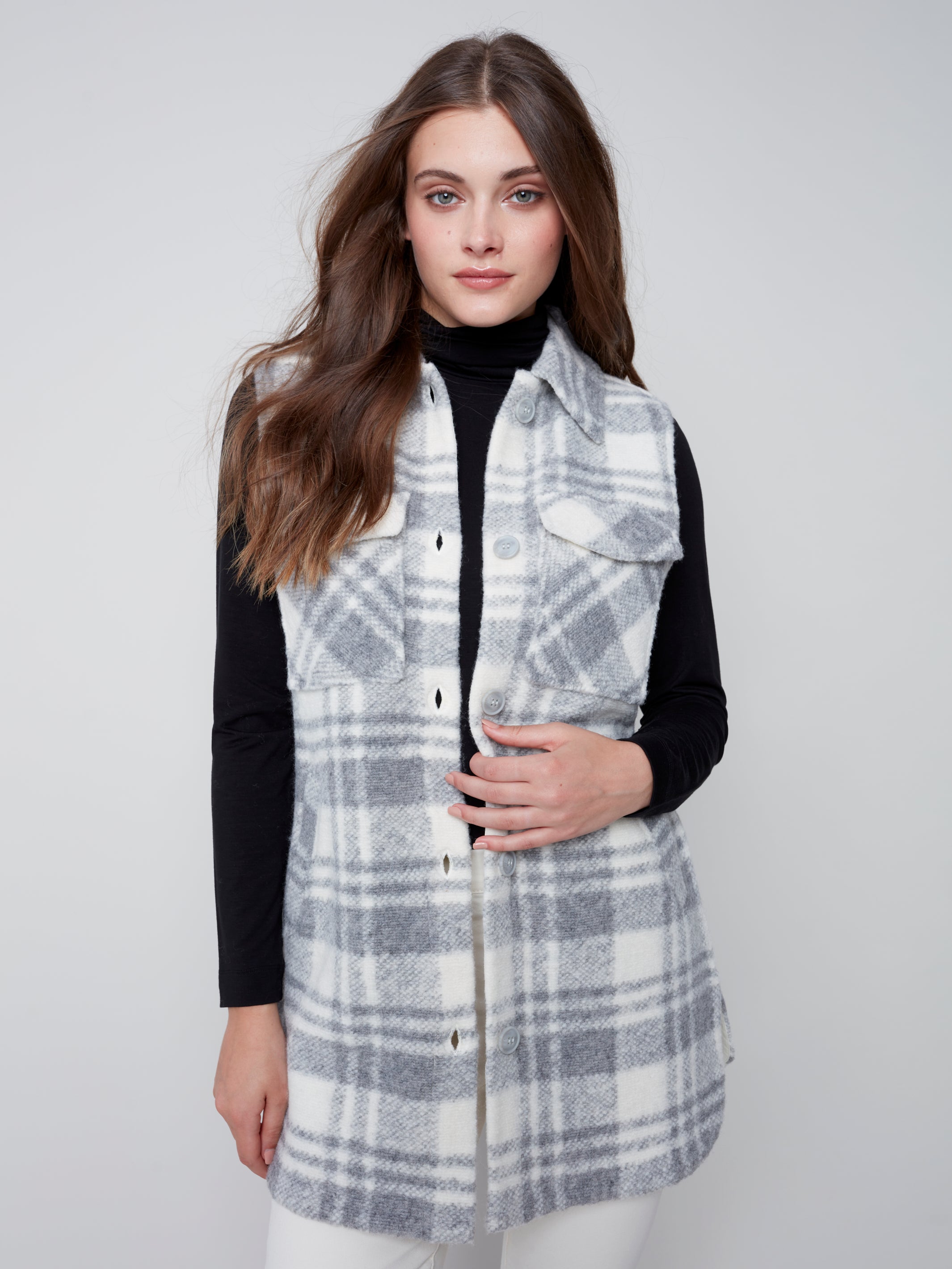 Button Front Collared Vest C6258/174B