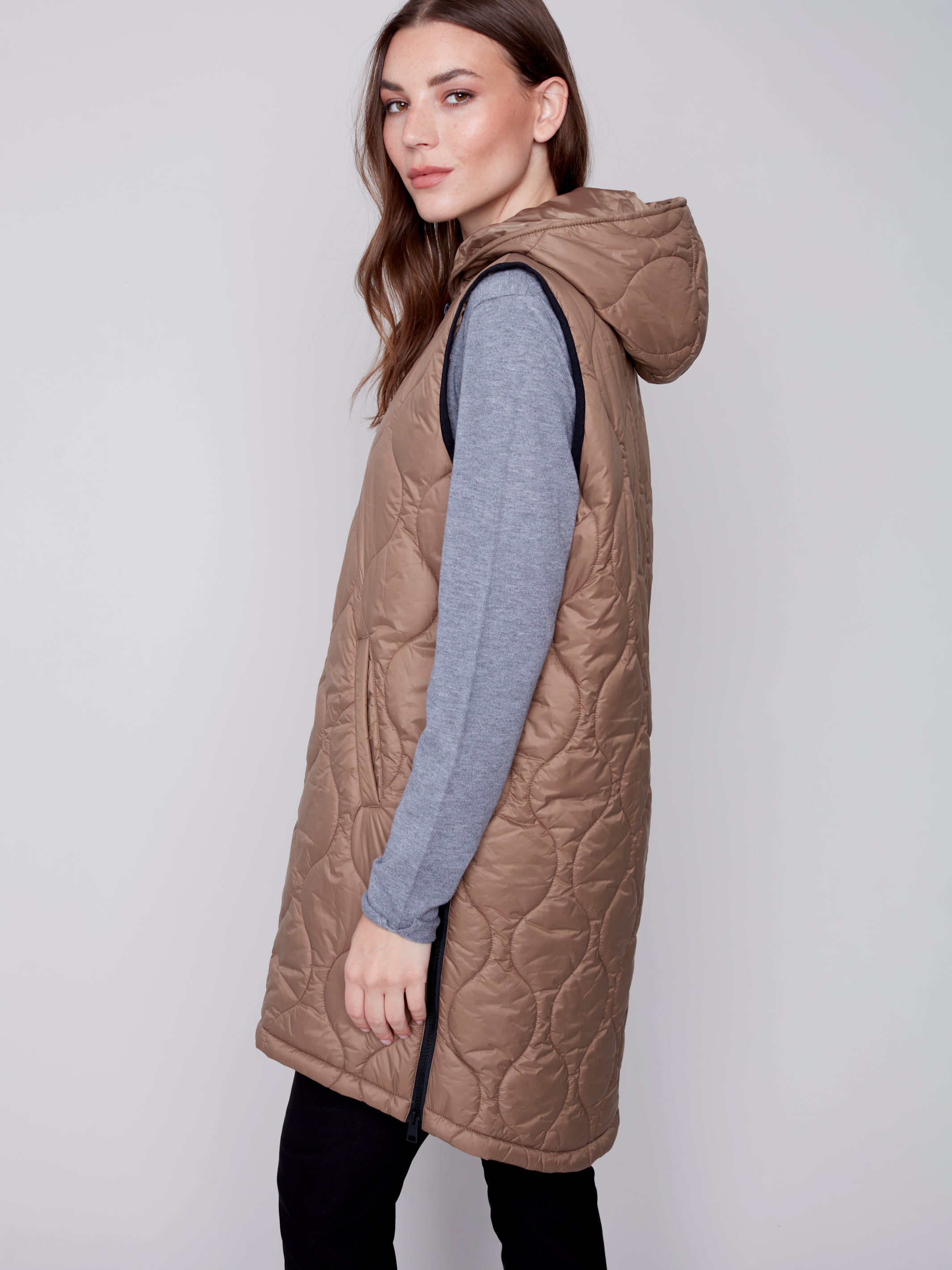 Hooded Long Sleeve Quilted Vest C6268/388B 524