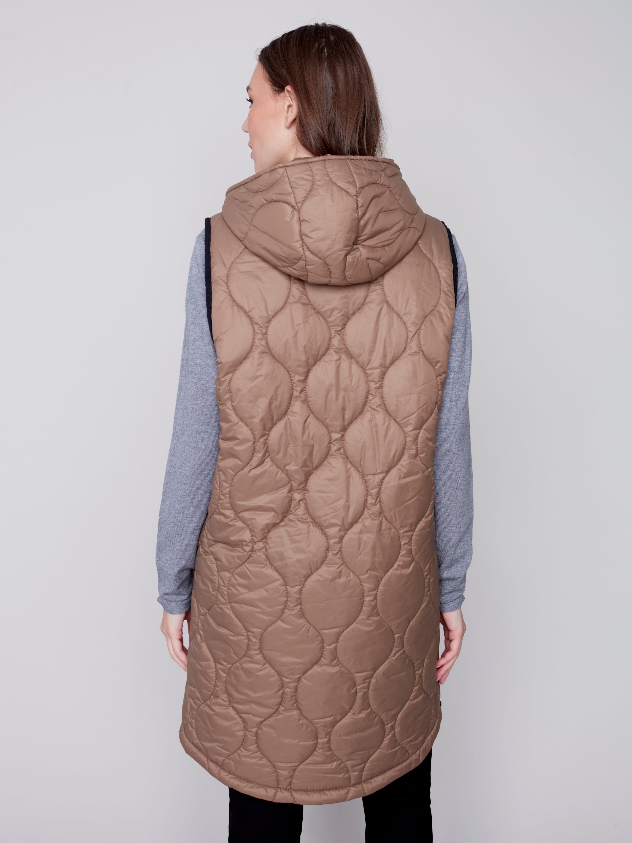 Hooded Long Sleeve Quilted Vest C6268/388B 524