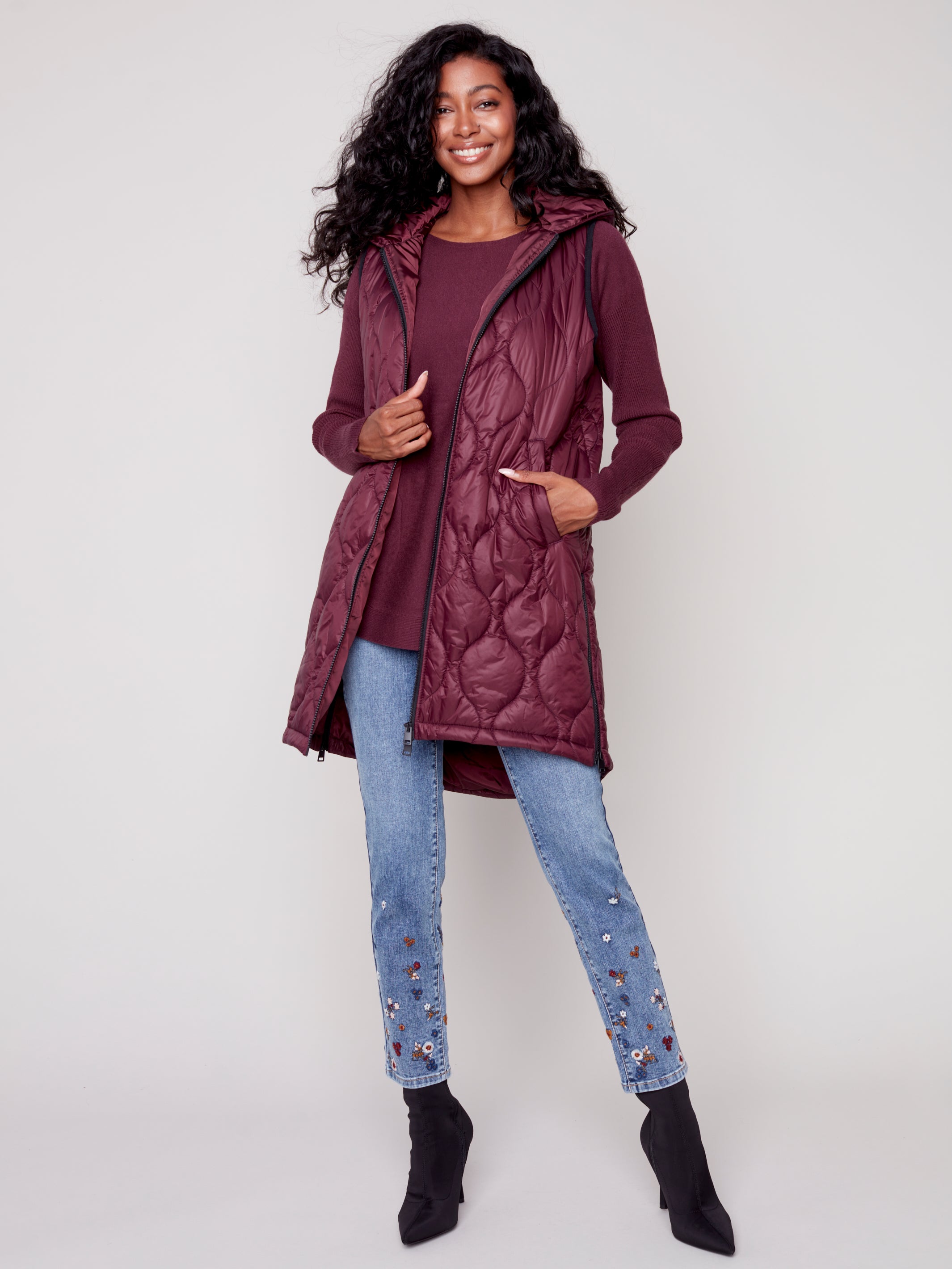 Hooded Long Sleeve Quilted Vest C6268/388B 510