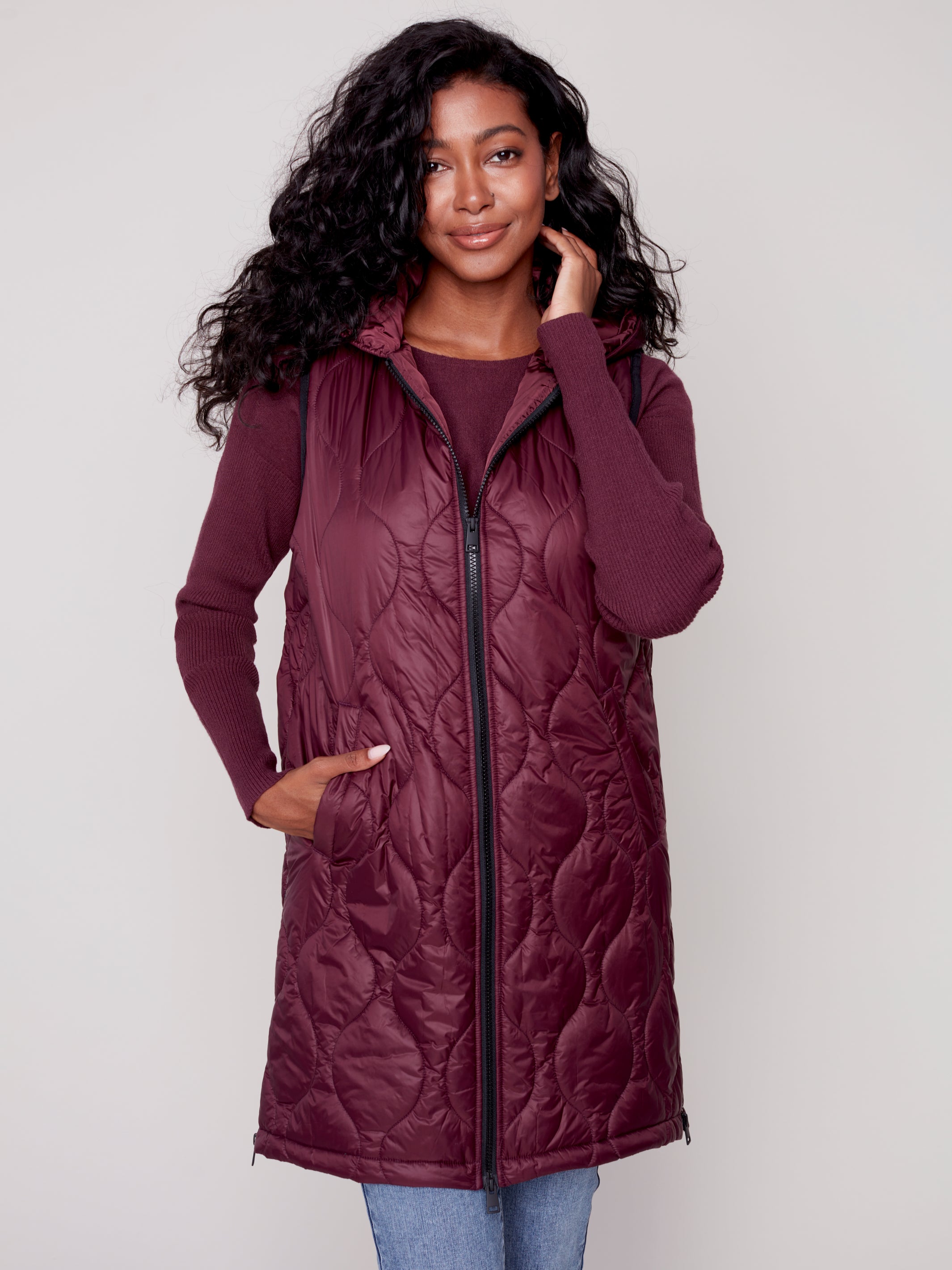 Hooded Long Sleeve Quilted Vest C6268/388B 510
